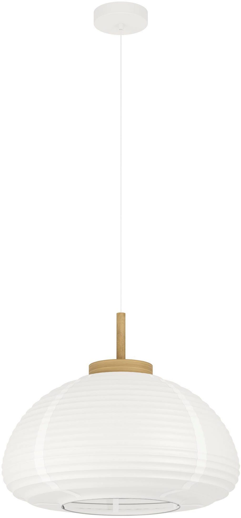 EGLO Hängeleuchte Summerhill Hängelampe 1-fach, Japan-Stil, Metall, Holz und Papier, E27, ohne Leuchtmittel, Hängeleuchte - H110 x Ø55 cm - weiß, braun - 1X40W exkl.