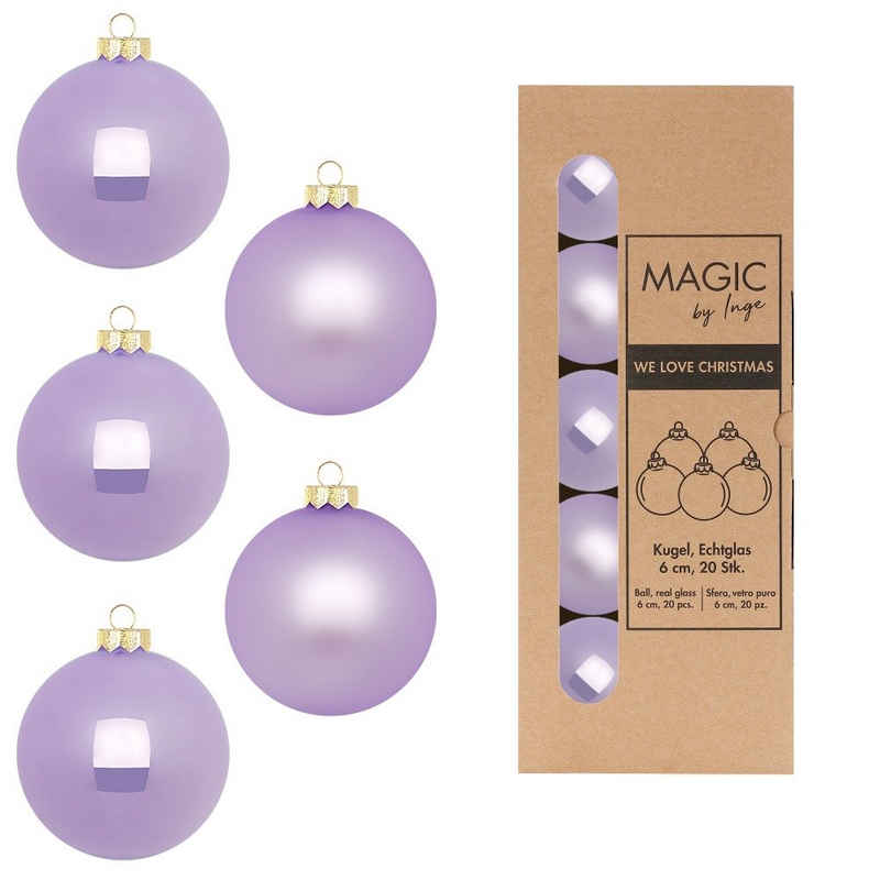 MAGIC by Inge Weihnachtsbaumkugel, Weihnachtskugeln Glas 6cm 20 Stück - Lilac Breeze