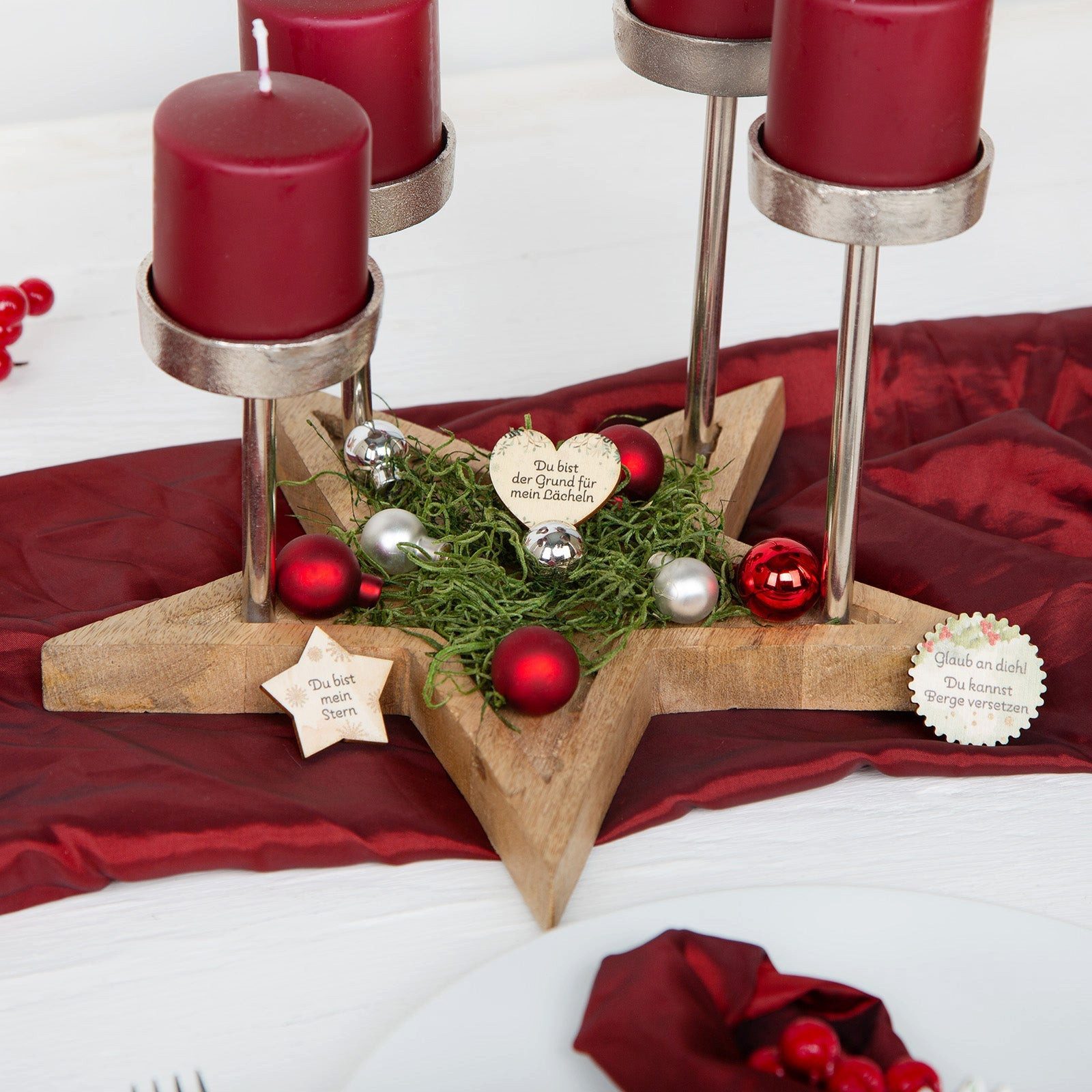 Logbuch-Verlag Dekofigur 24 Glücksbringer mit Sprüche - Adventskalender Weihnachten aus Holz – Bild 3 von 5