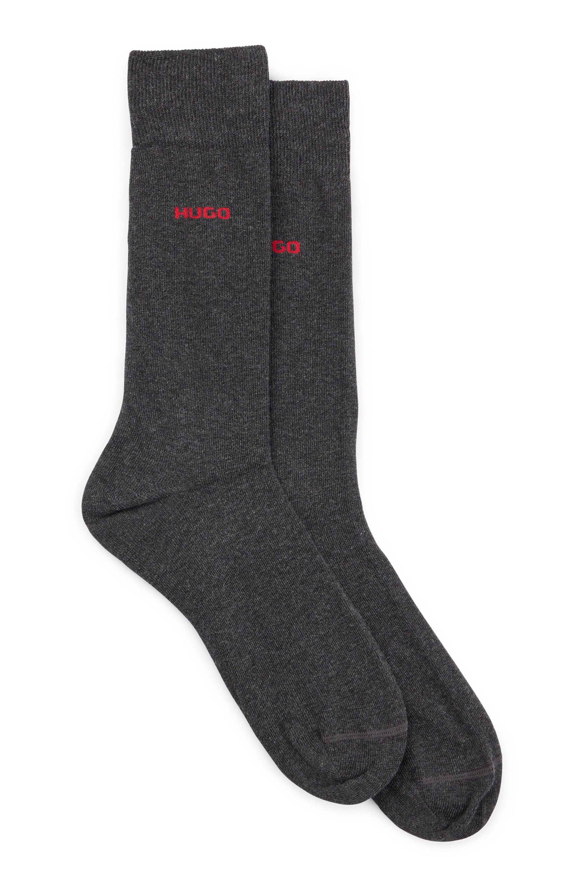 HUGO Businesssocken 2P RS UNI CC (Packung, 2-Paar, 2er Pack) mit kontrastfarbenem HUGO Logo-Schriftzug