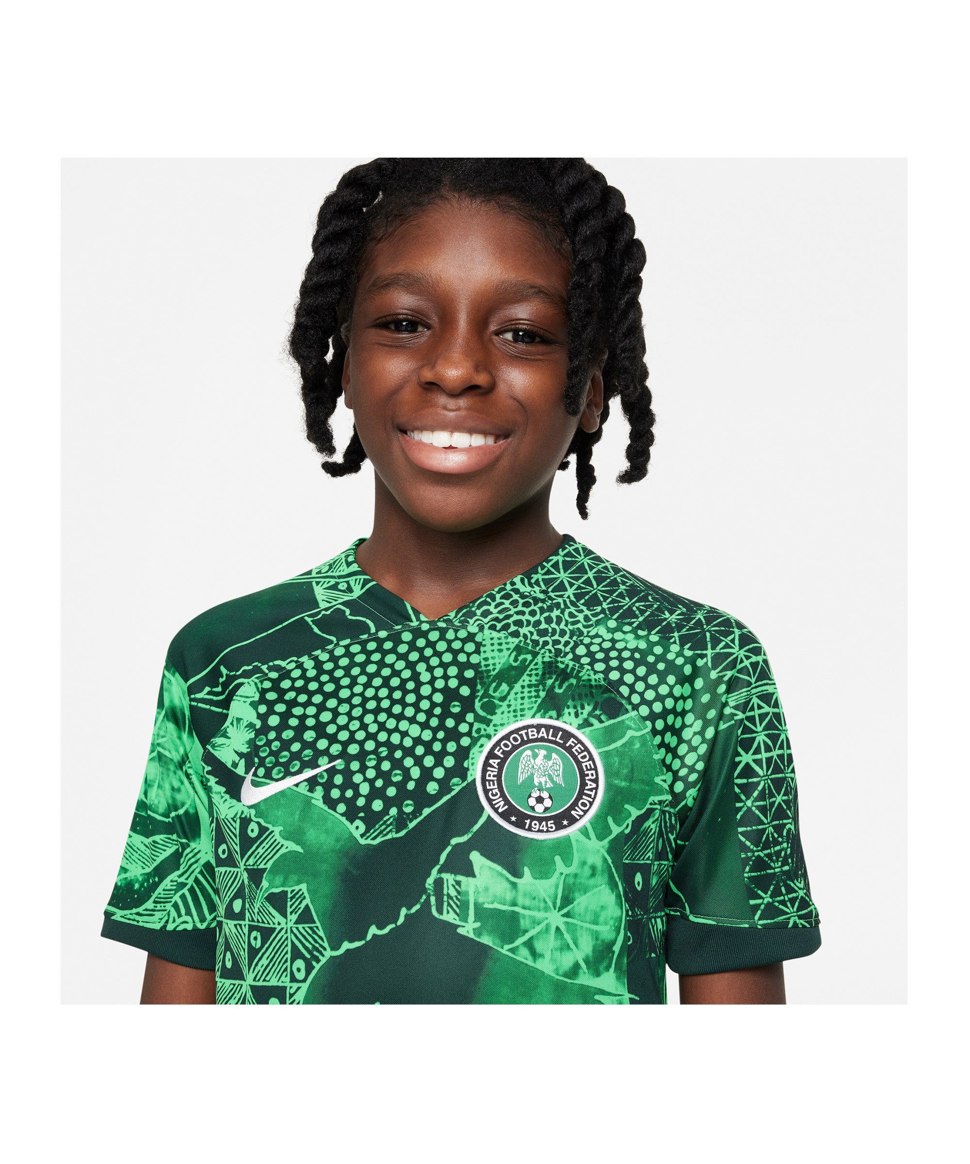 Nigeria Fußballtrikot Nike gruenschwarzweiss 2022 Home Trikot Kids