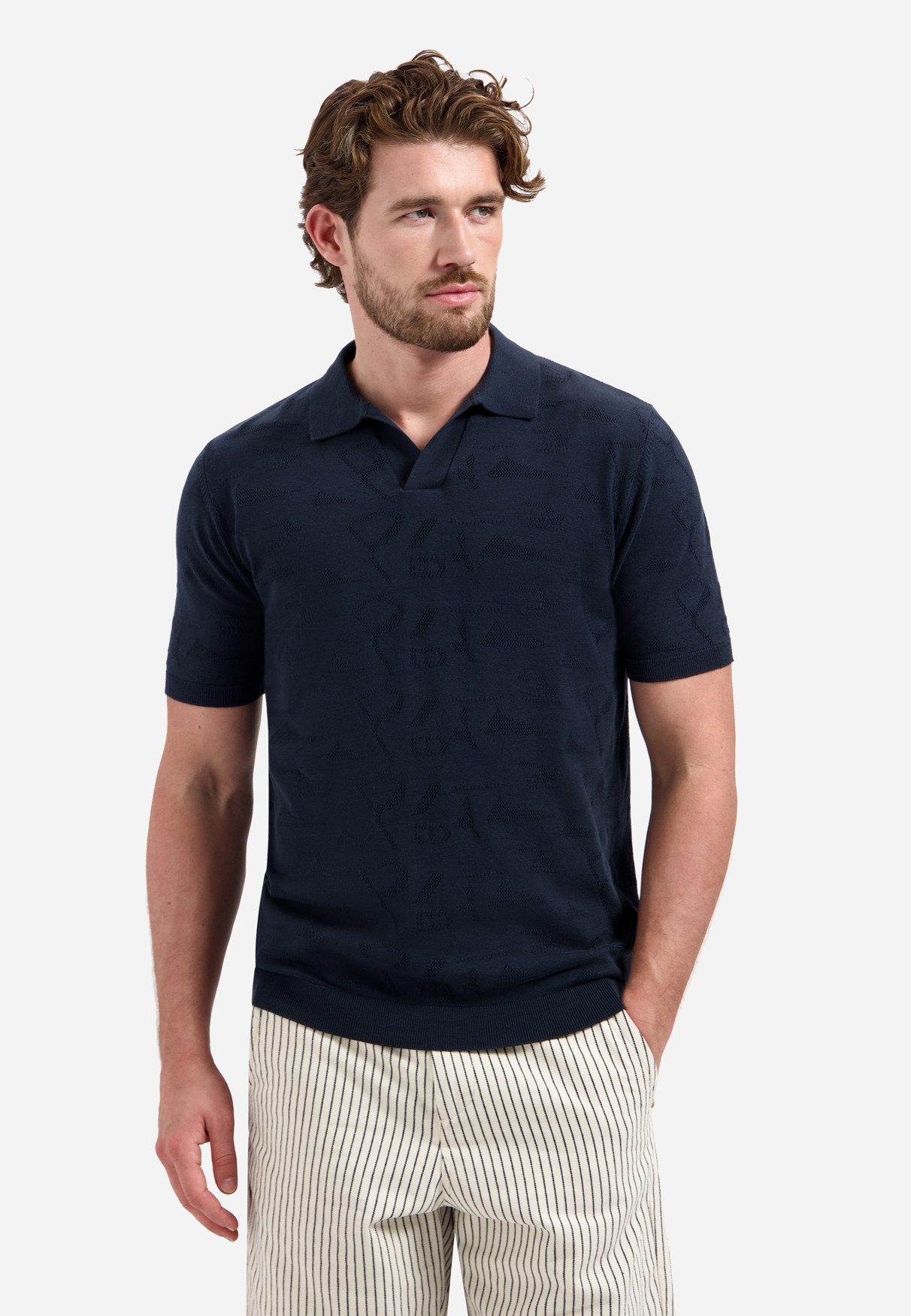 NO EXCESS Poloshirt Pullover Short Sleeve Polo Jacquard