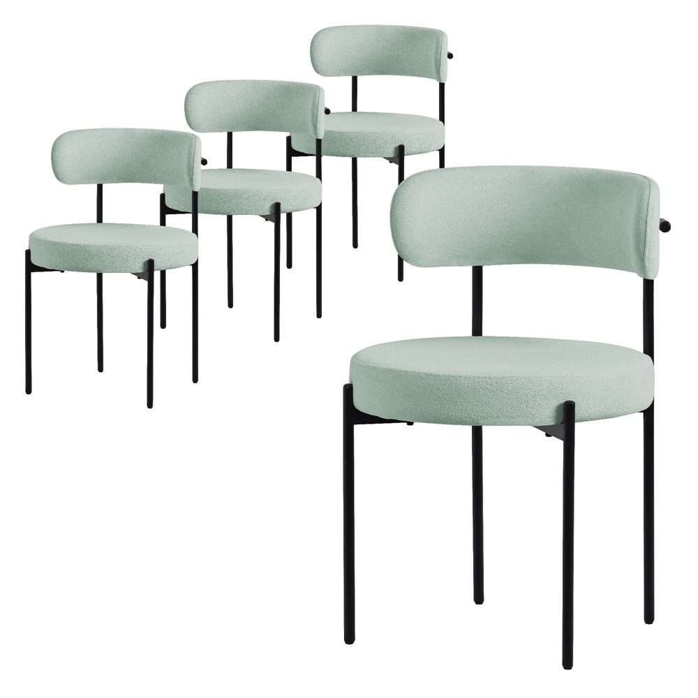 ML-DESIGN Polsterstuhl Esszimmerstühle Gruppe Küchenstuhl aus Teddystoff mit Metallbeinen (4 St), Clubstuhl 4er Set Wohnzimmerstuhl Grün moderne Design Lounge Stuhl
