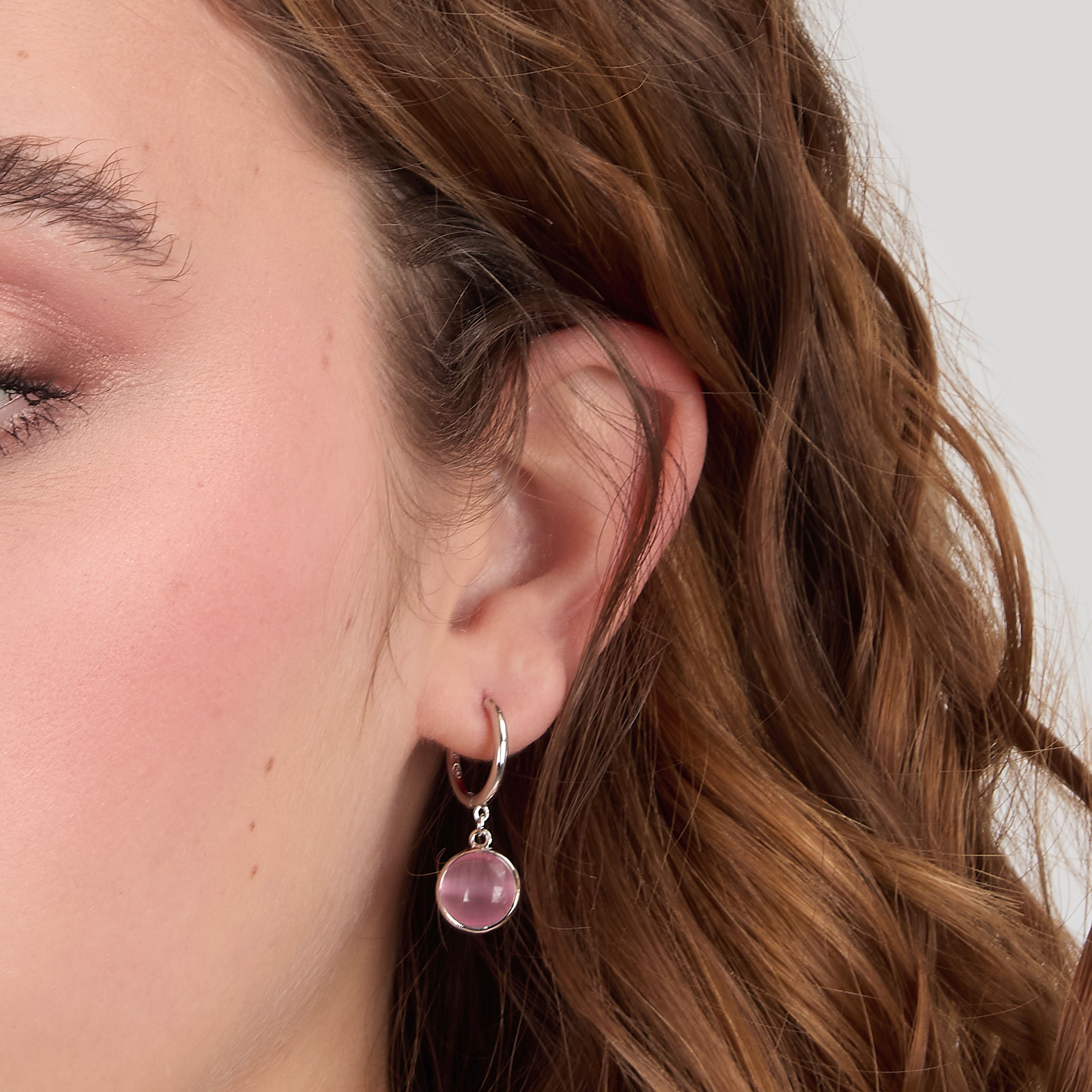 MORELLATO Paar Ohrhänger Venezia SAZM24 925 Silber rosa Katzenaugenstein 22 mm Damen
