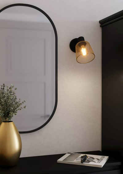 EGLO Deckenspot COSLADA, ohne Leuchtmittel, Wandlampe, Wandspot aus Metall in Messing-gebürstet und Schwarz, E27