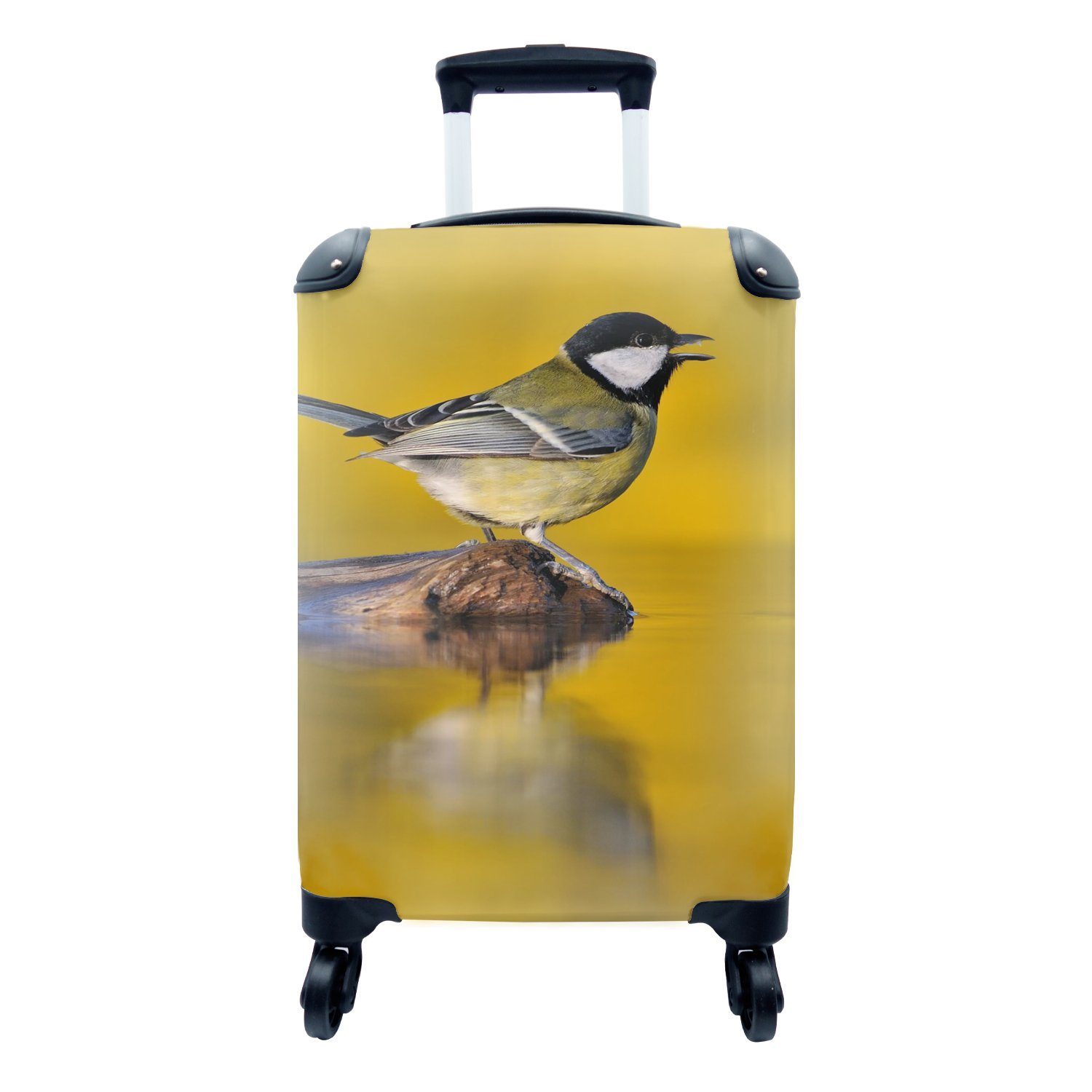 - Trolley, 4 MuchoWow Ferien, Rollen, - Wasser, Reisekoffer Reisetasche Vogel Kohlmeise Handgepäck für rollen, Handgepäckkoffer mit