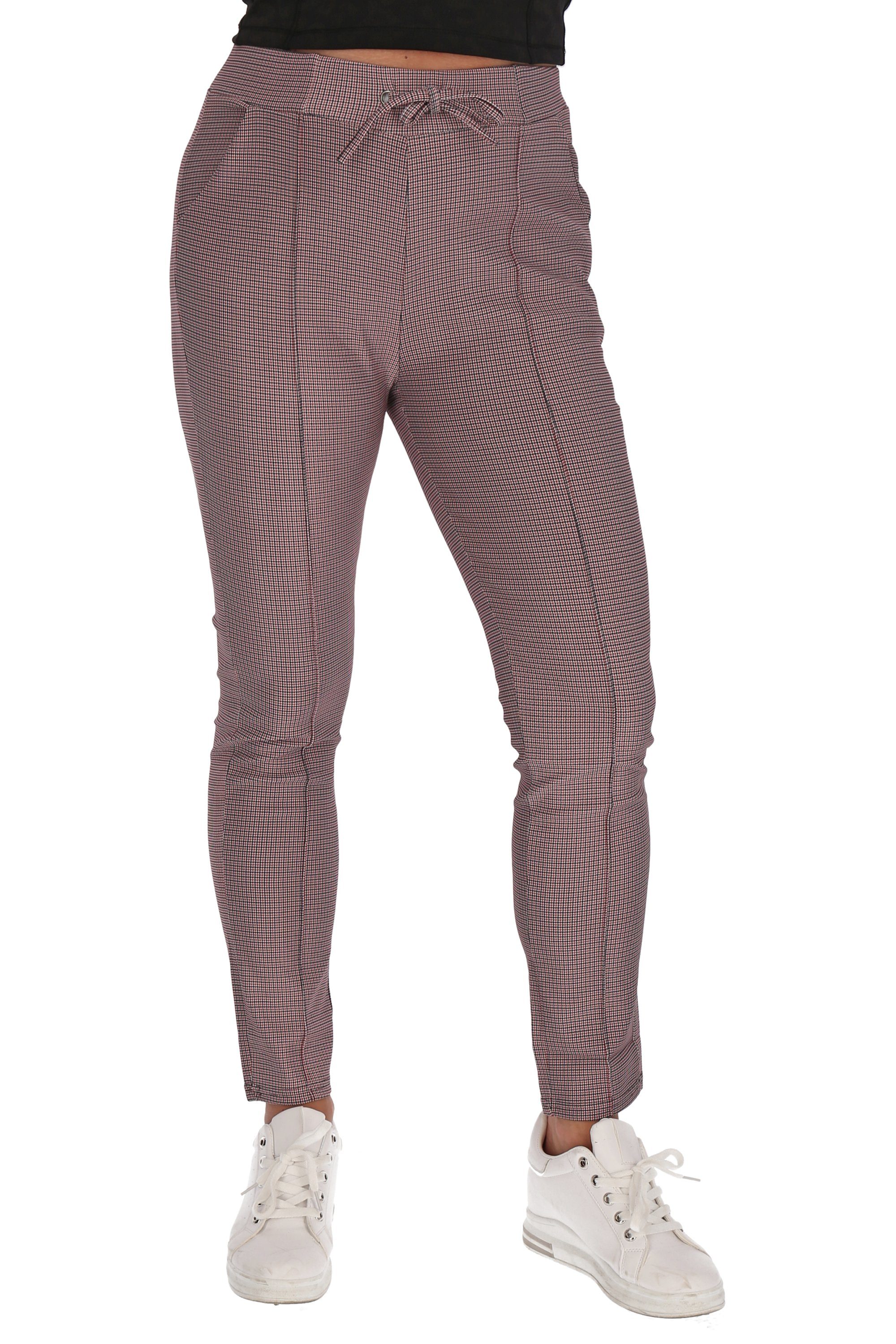 Poptrash Leggings Damenhose cofi1453 Kariert Soft Businesshose Hose 2 Stoffhose Freizeit Motiv Damen Stoffhose