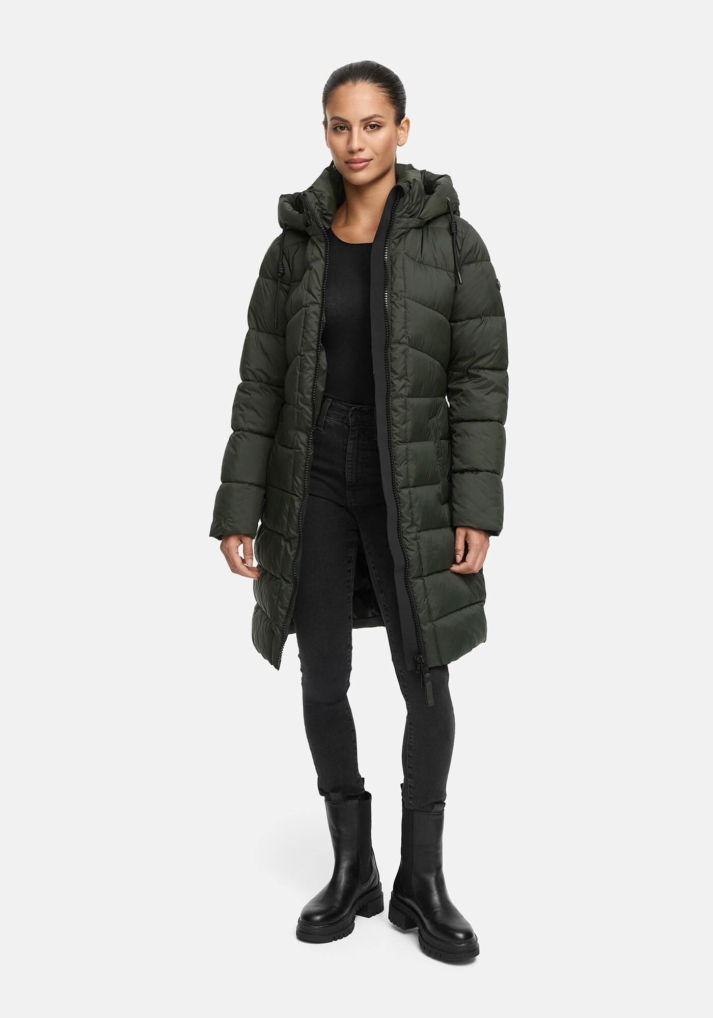 Marikoo Winterjacke Kaltnäschen mit abnehmbarer Kapuze und hochschließendem Kragen