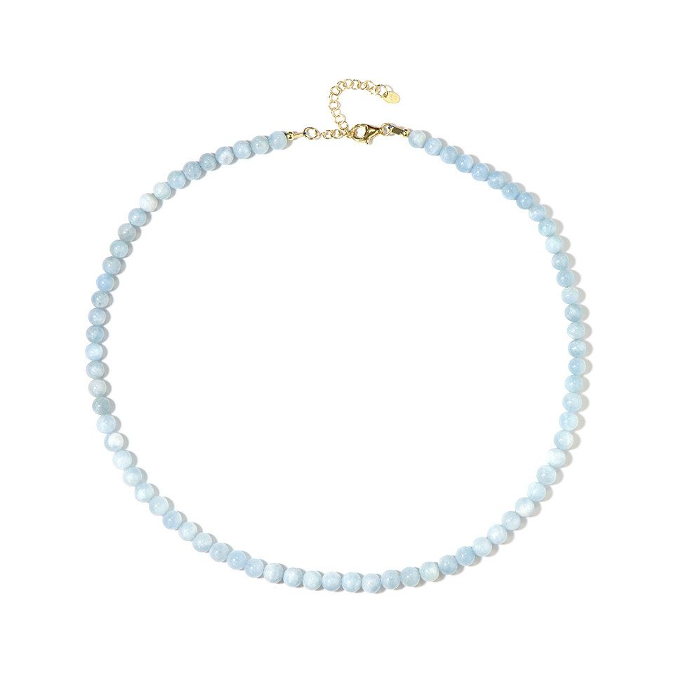 Silberkette Brasilianischer Aquamarin Vergoldetes Silber Collier