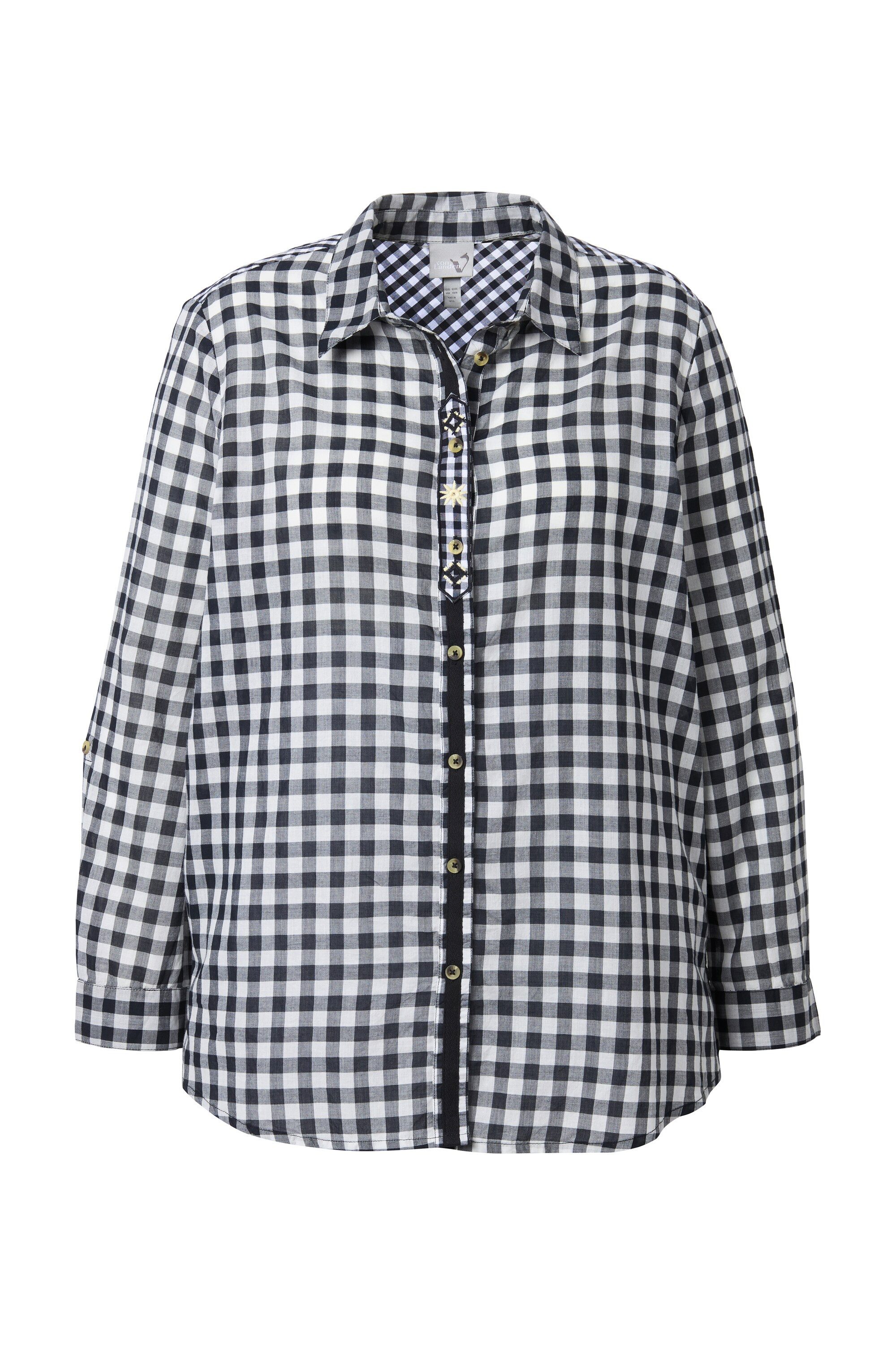 Ulla Popken Trachtenbluse Trachten-Karobluse Hemdkragen Langarm günstig online kaufen