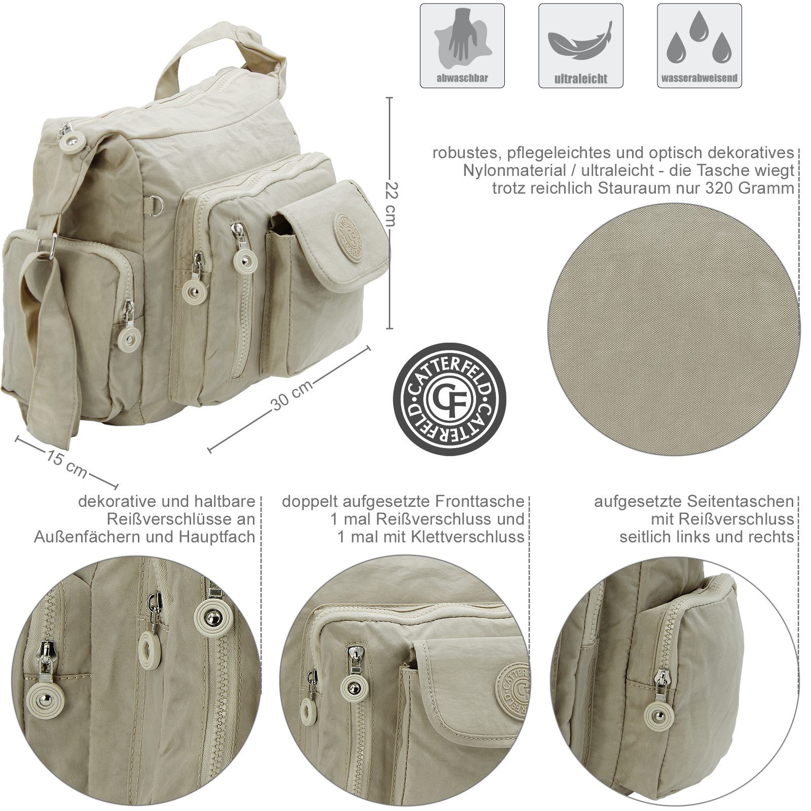 CF CATTERFELD Umhängetasche - Sehr leichte Damen Schultertasche - Nylon Fre günstig online kaufen