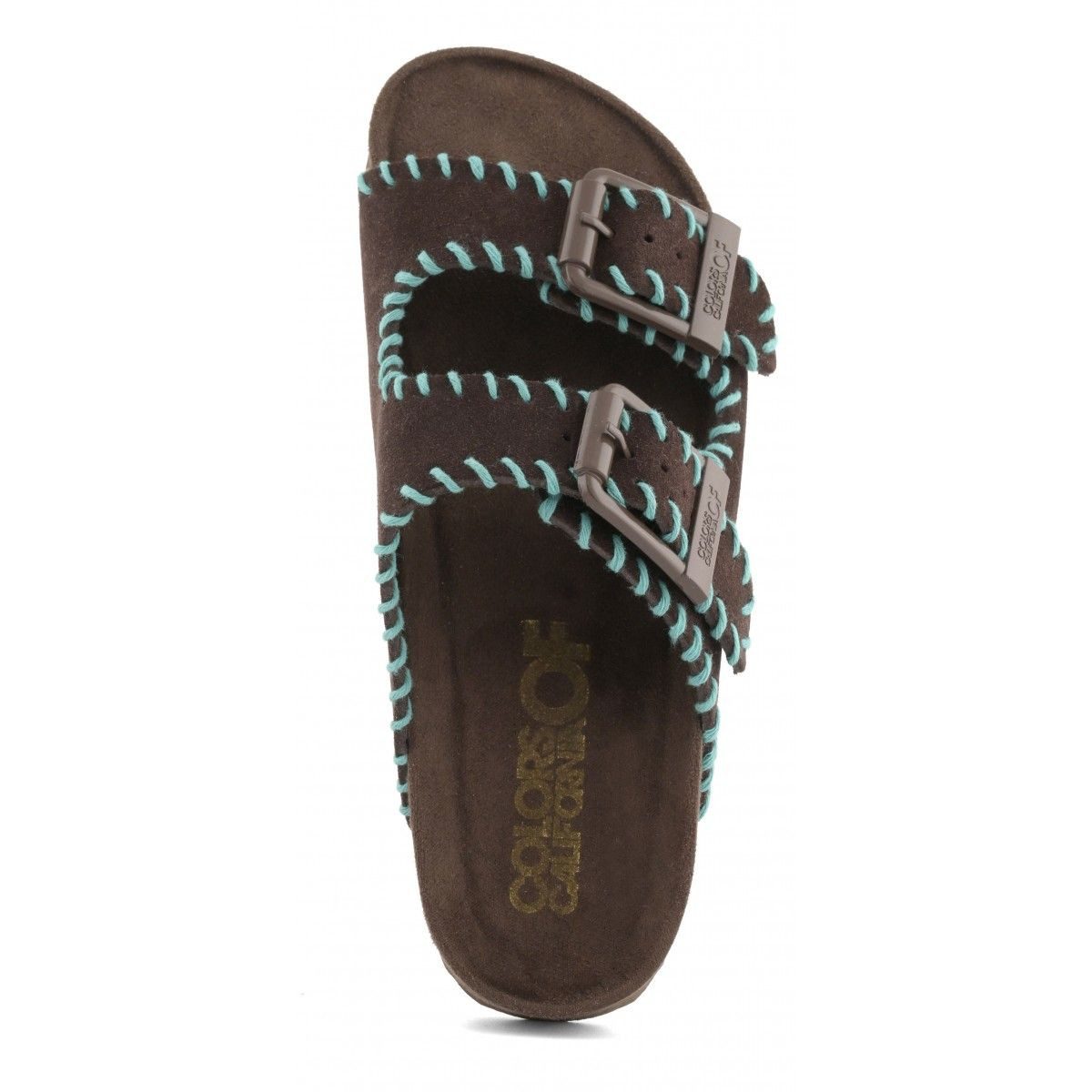 Colors of California Suede sandal with stitchings Schlappen