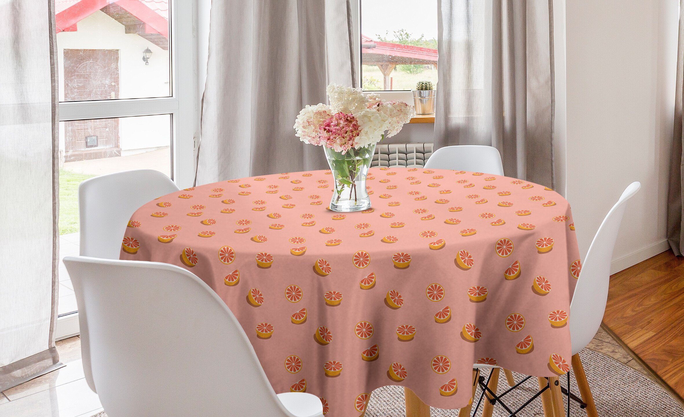 Abakuhaus Tischdecke Kreis Tischdecke Abdeckung für Esszimmer Küche Dekoration, Obst Halbierte und in Scheiben geschnitten Grapefruit | Tischdecken
