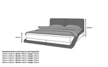 Sofa Dreams Boxspringbett Airo Kunstleder Komplettbett Modern Hotelbett, inklusive LED Beleuchtung, Matratze und Topper