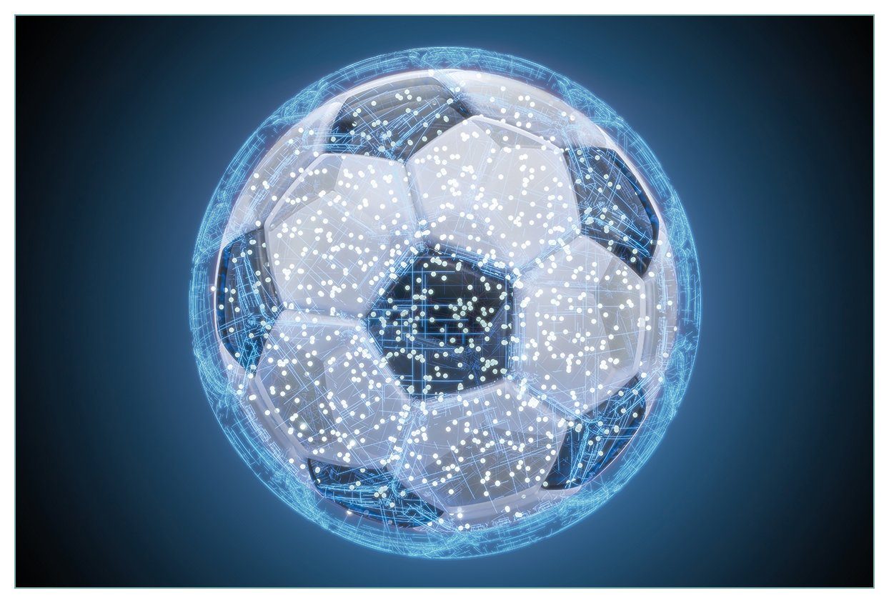 Wallario Küchenrückwand Fußball digital - Netzwerk in blau, (1-tlg)