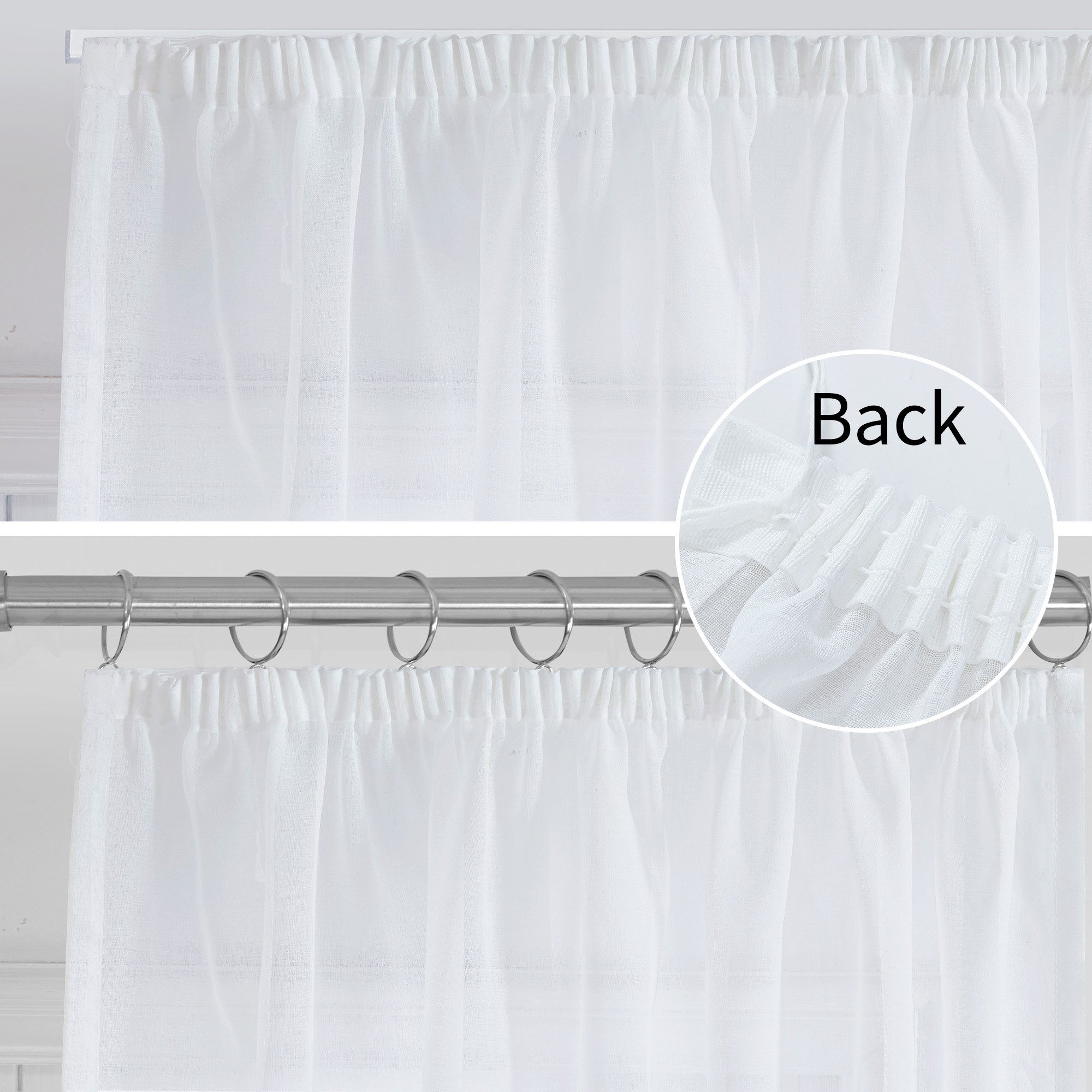 Deconovo Gardine Wohnzimmer Gardinenschals mit Kräuselband Gardinen Wohnzimmer 1er Set, Store – Bild 5 von 5