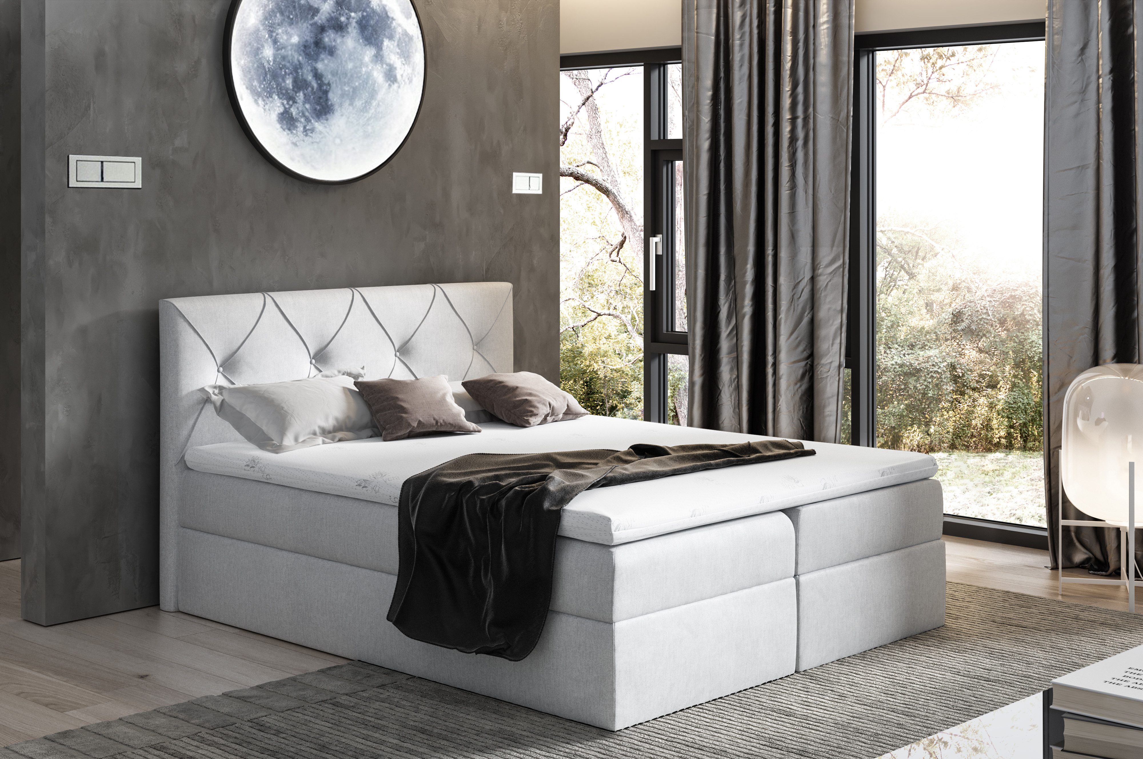 MF Design Boxspringbett Boxspringbett CRYSTAL mit Bettkasten und Federautomatik, Vorhanden