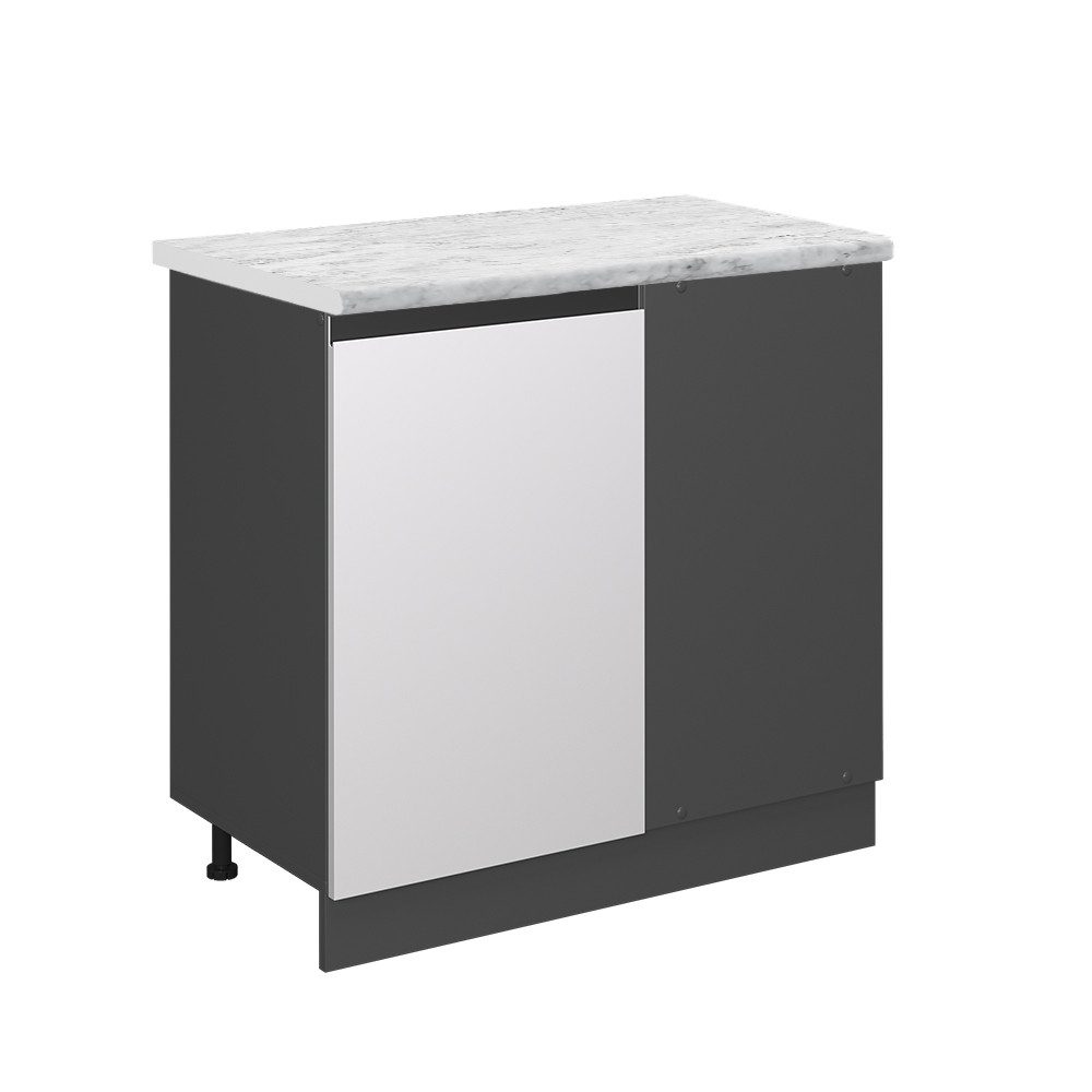 Vicco Eckunterschrank R-Line Küchen Eckschrank Weiß/Anthrazit AP Marmor günstig online kaufen