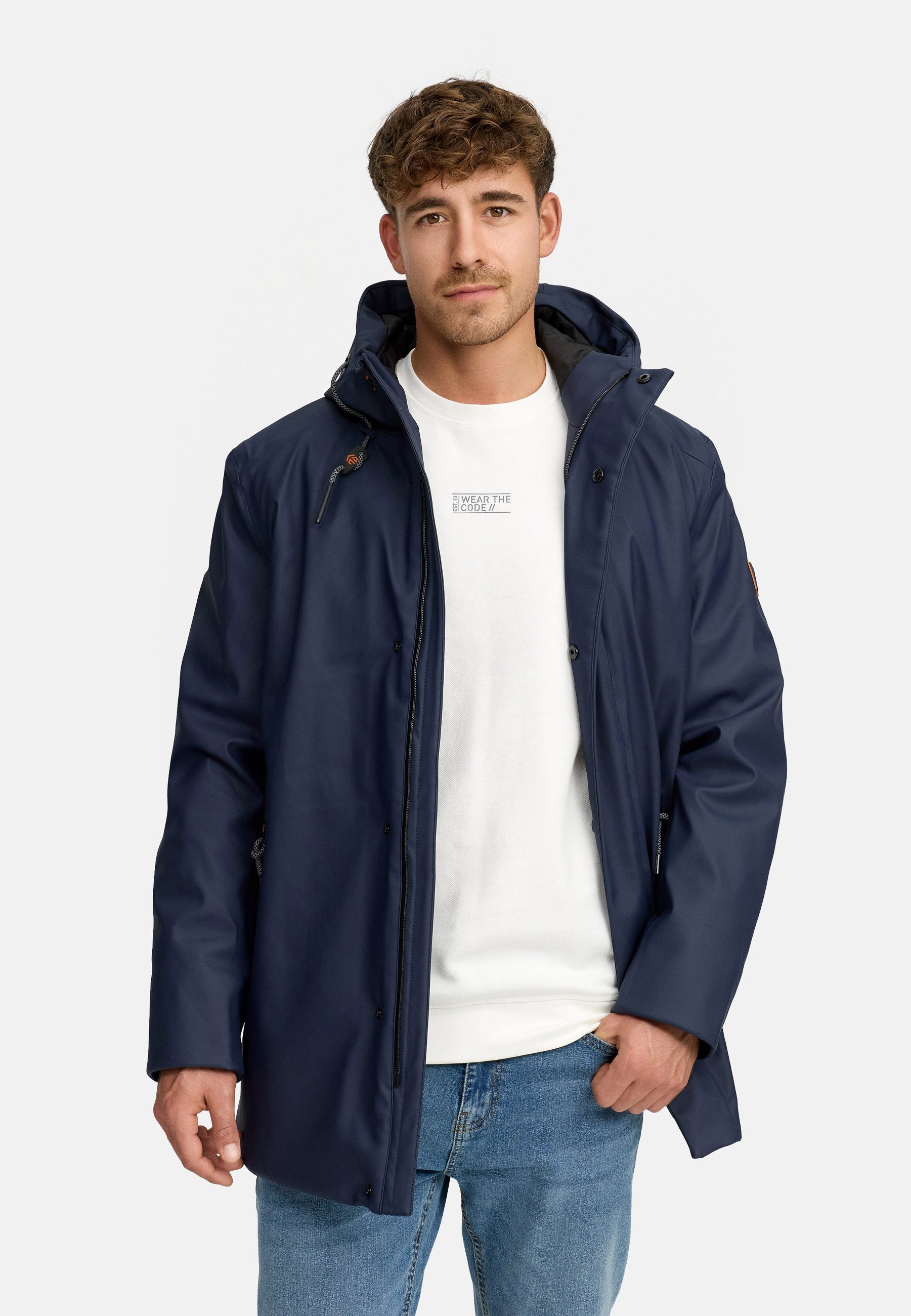 Indicode Winterjacke Herren INTeyler Wasserdichte Übergangsjacke mit verstellbarer Kapuze und wärmendem Fleecefutter