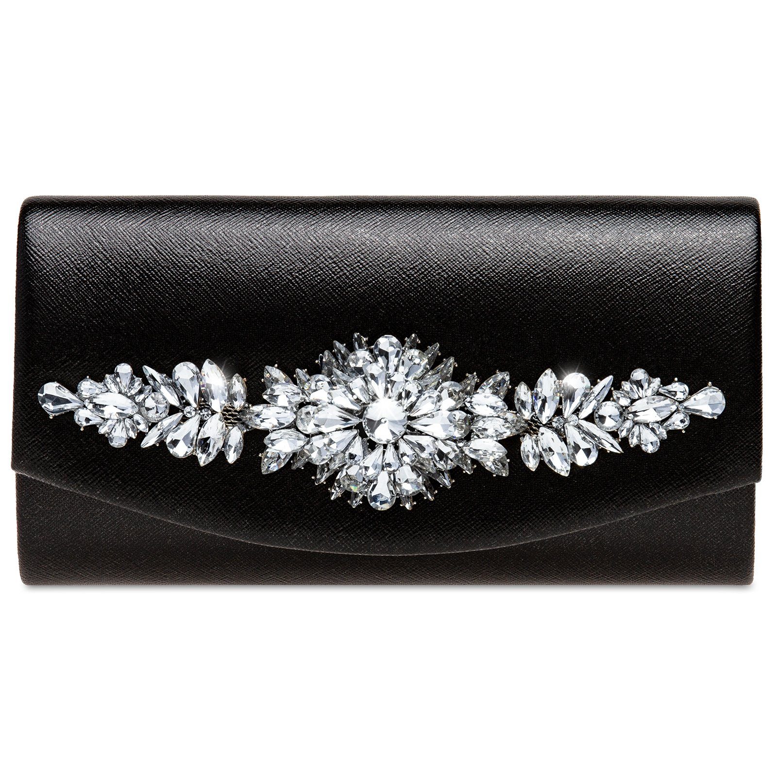 Caspar Clutch TA509 Damen Metallic Clutch Abendtasche mit ausgefallenem Strass Dekor