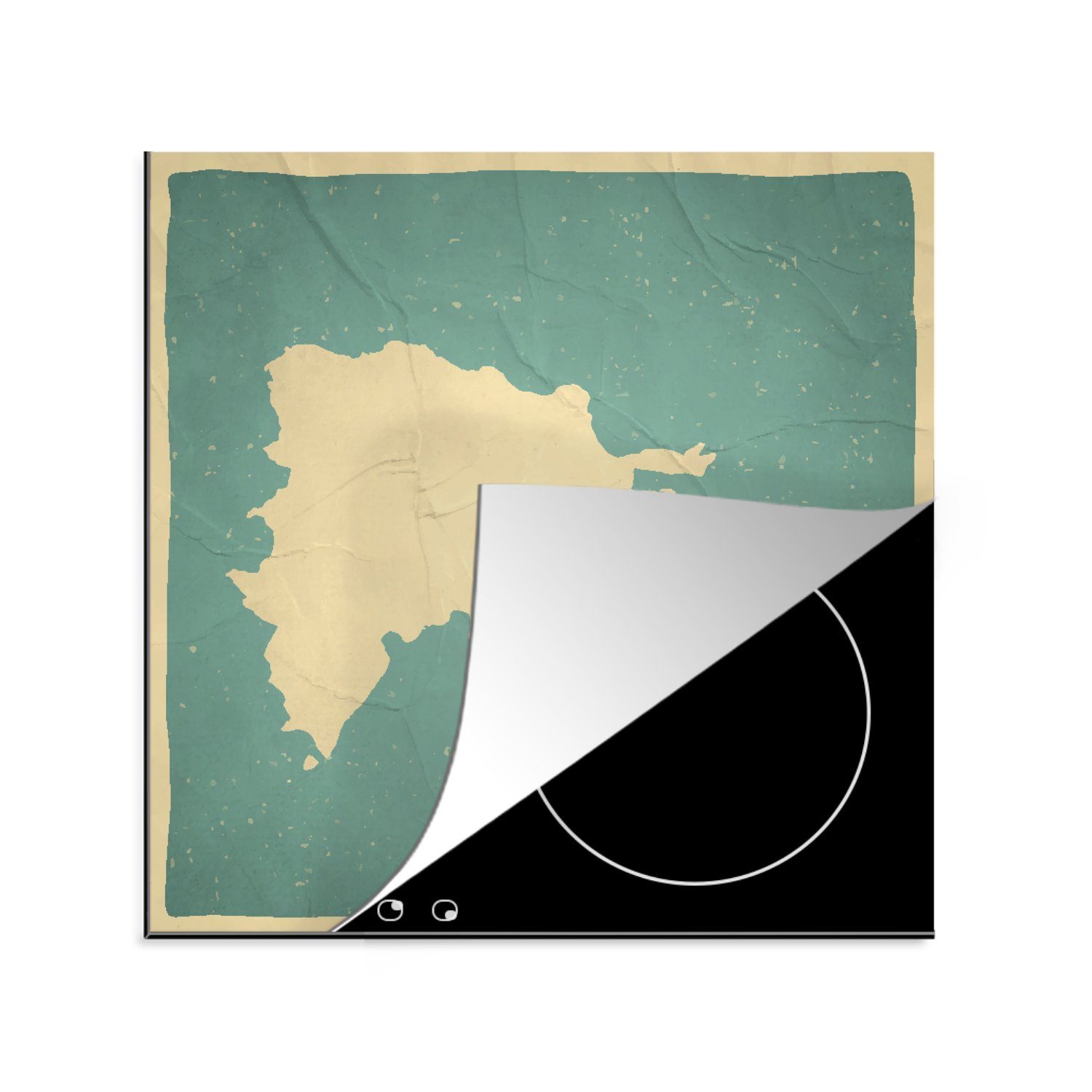 Illustration Ceranfeldabdeckung, Karte tlg), Republik Vinyl, Santo, (1 für der von Herdblende-/Abdeckplatte und Arbeitsplatte 78x78 cm, Dominikanischen einer MuchoWow küche
