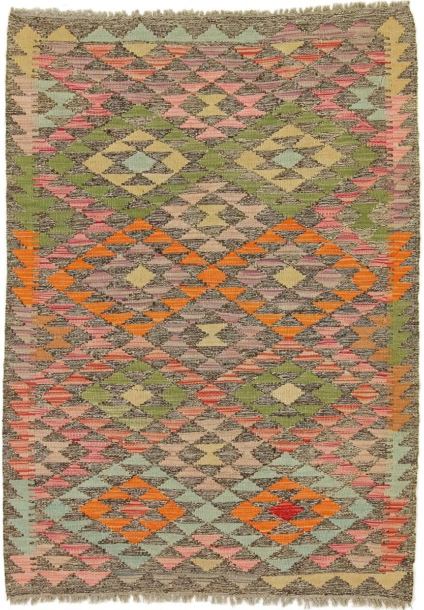 Orientteppich, Handgewebter Orientteppich Trading, Kelim Afghan 102x143 rechteckig, Nain mm Höhe: 3