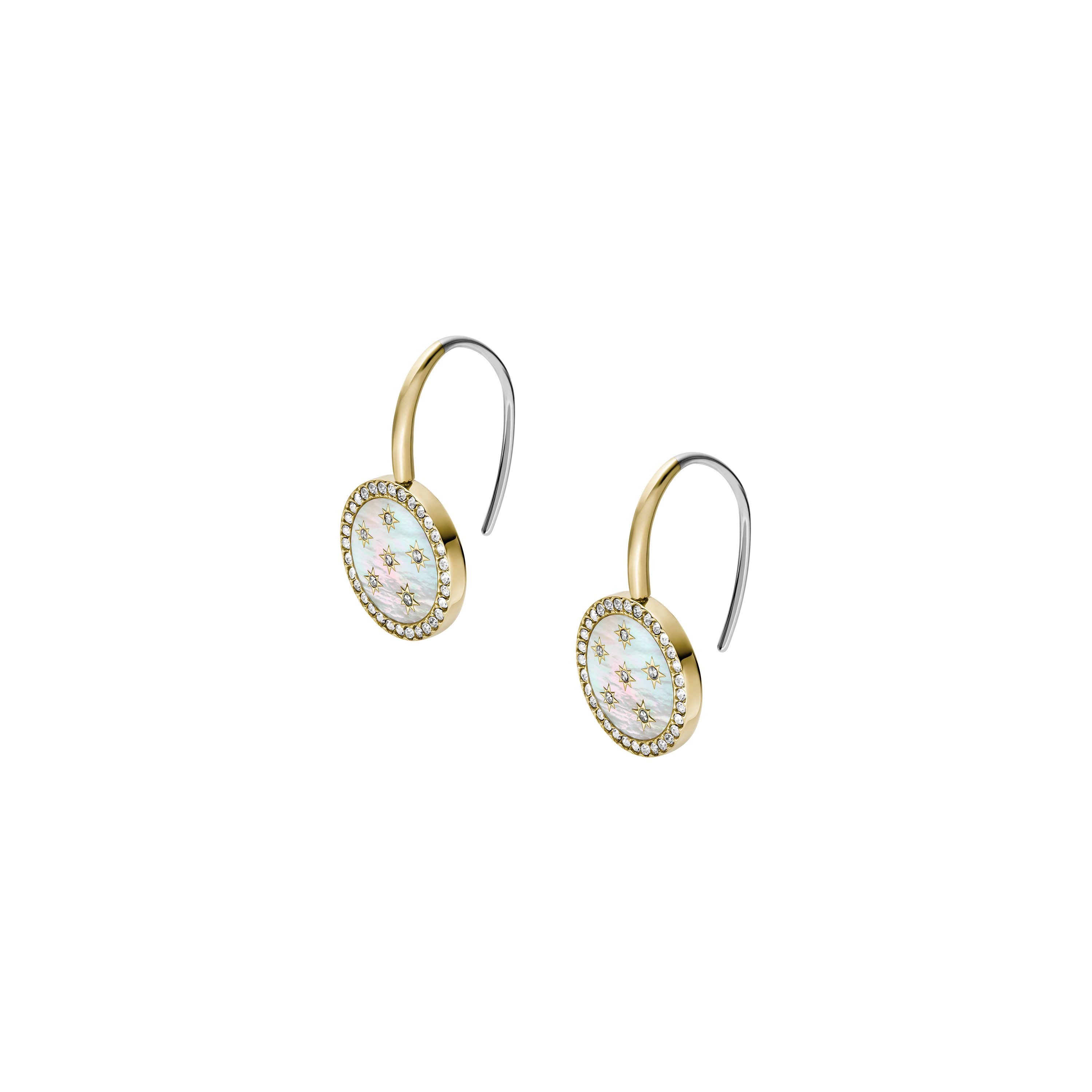Fossil Paar Ohrhaken Schmuck Geschenk Edelstahl JEWELRY, mit Glasstein - mit Perlmutt