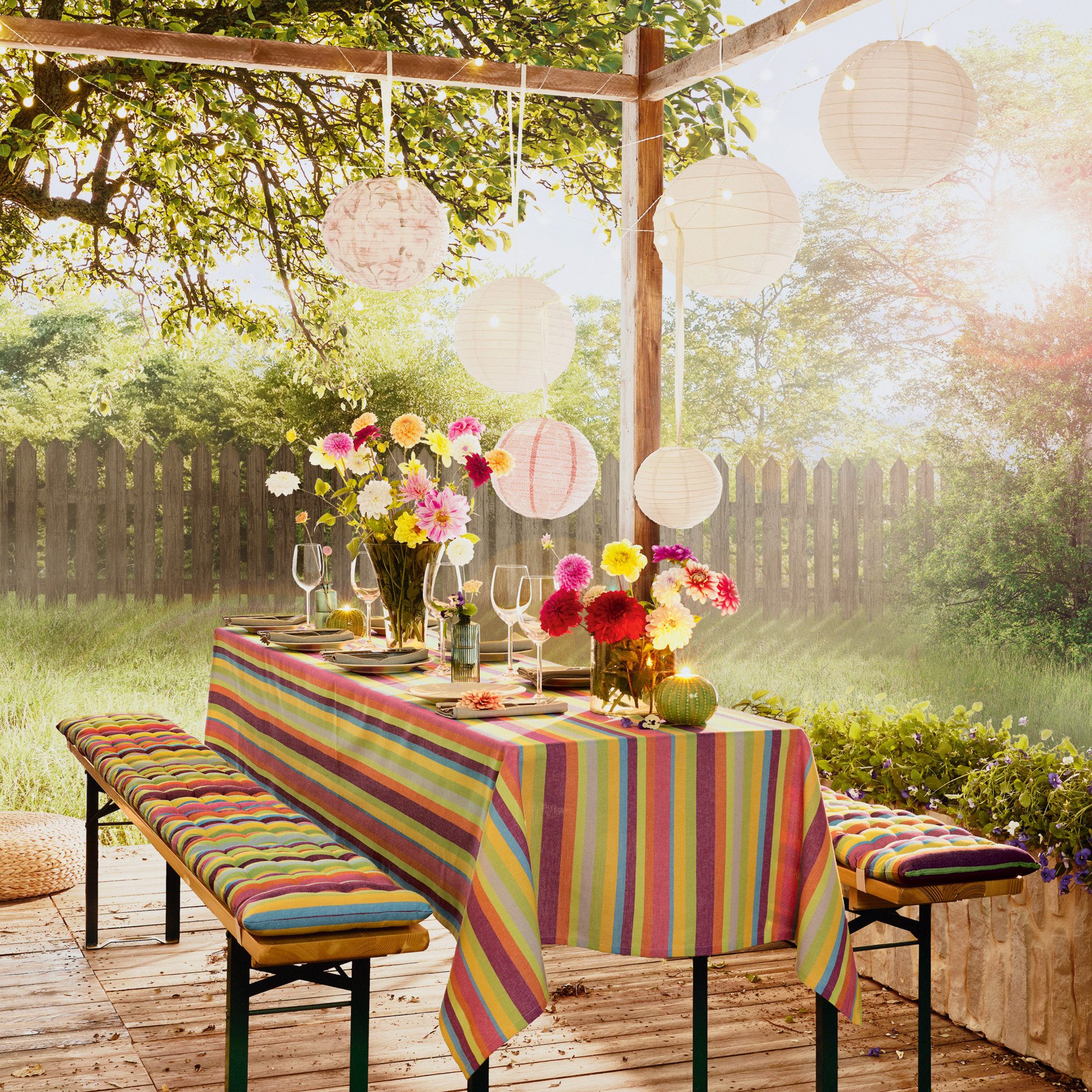 REDBEST Tischdecke Biertisch-Tischdecke, Baumwolle Streifen