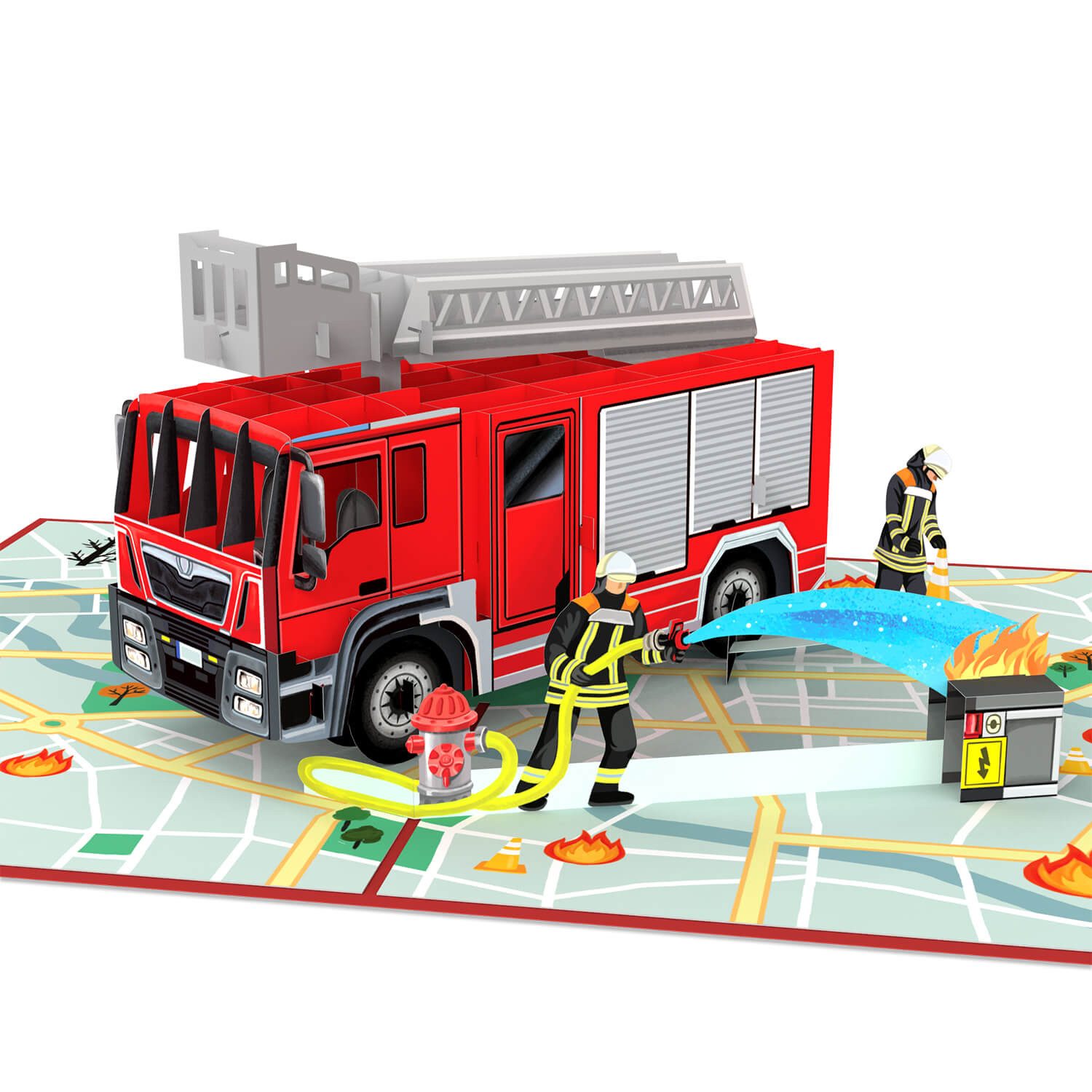 papercrush Geburtstagskarte Feuerwehrauto Pop-Up Karte