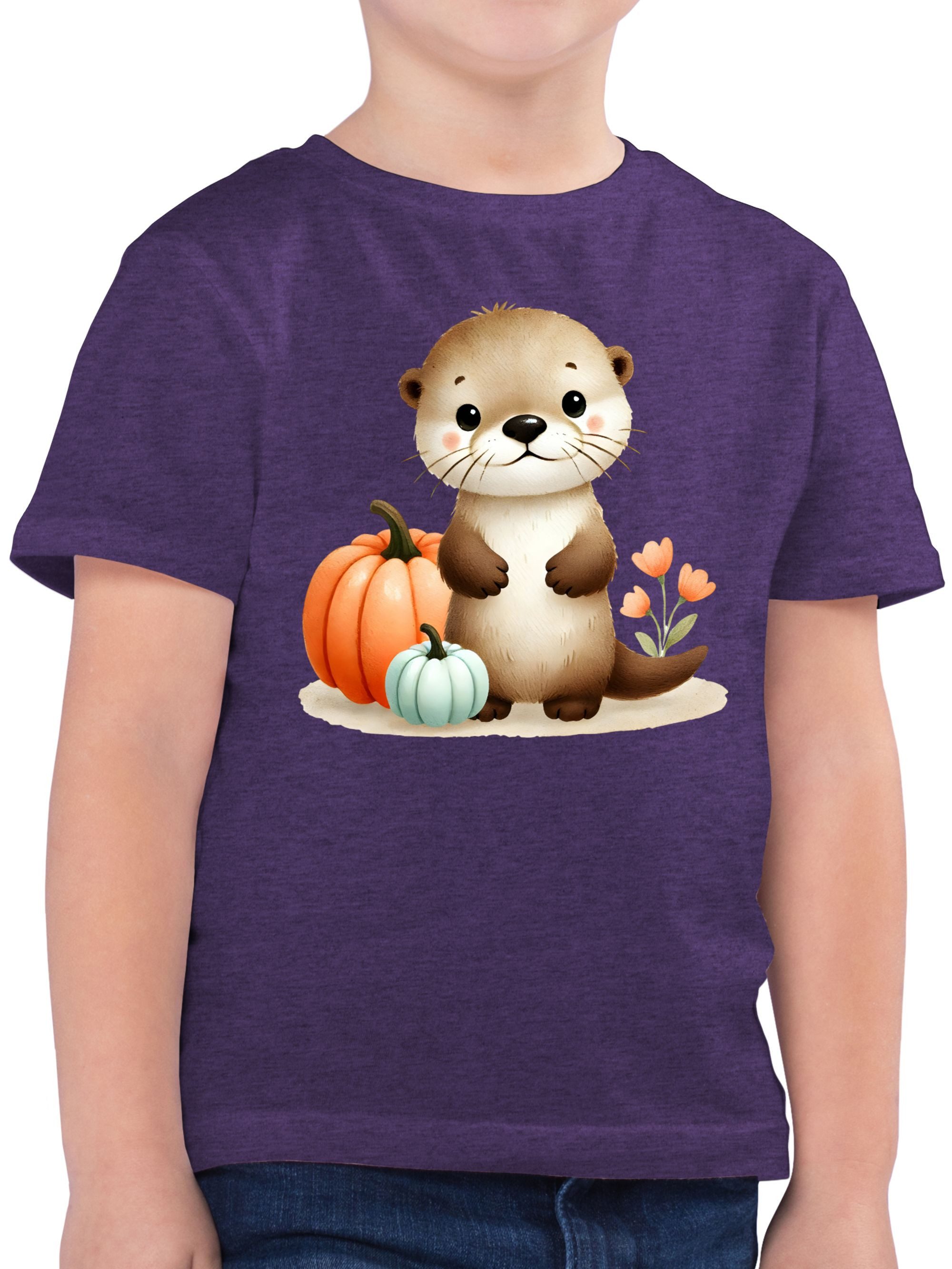 T-Shirt Süßer Otter mit Kürbis, Herbstliches Baby und Kinder Motiv, Niedlich