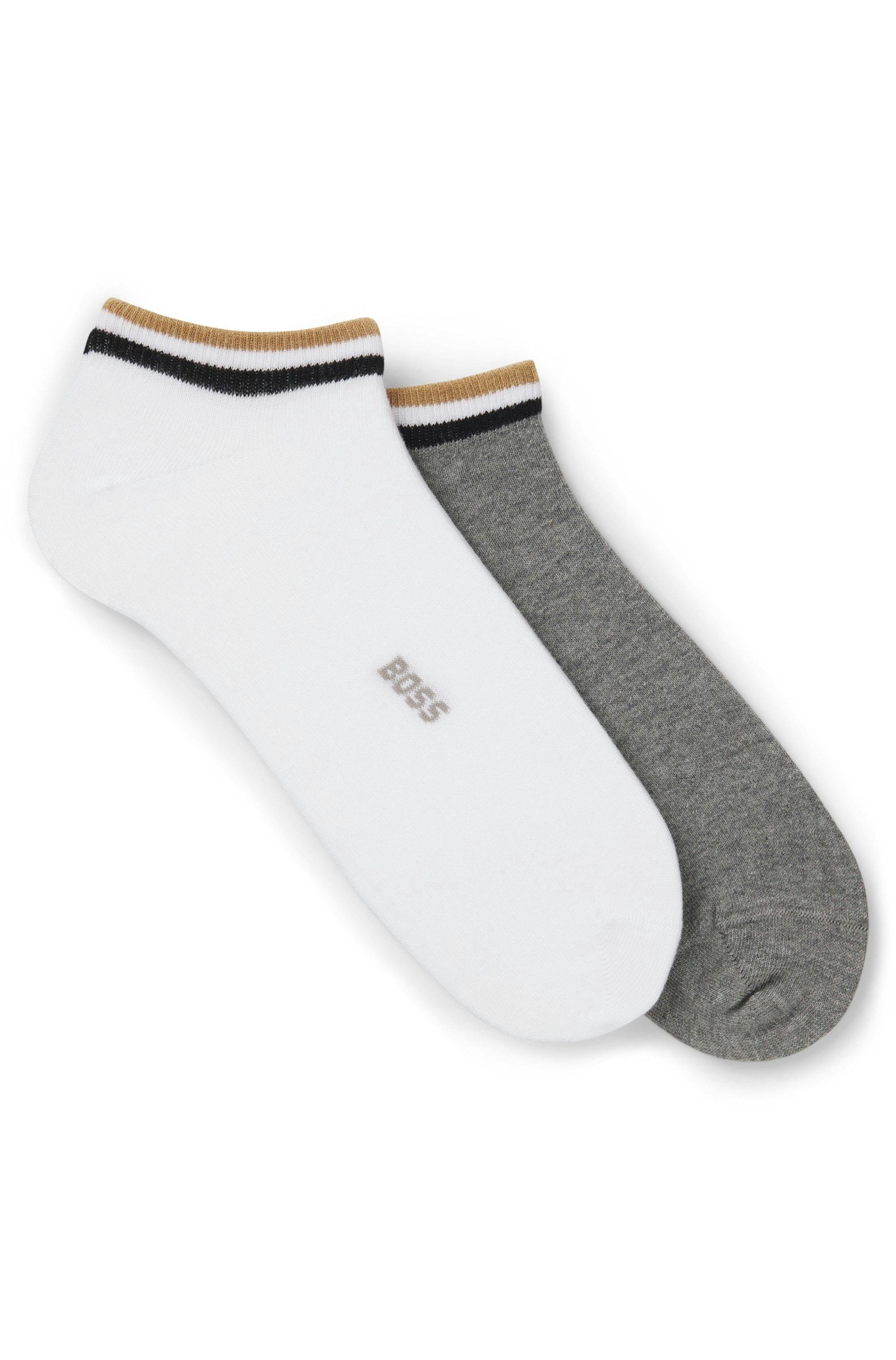 BOSS Sneakersocken 2P AS Uni stripe CC (Packung, 2er) mit geringeltem Abschluss