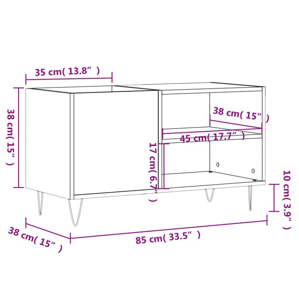 vidaXL Media-Regal Plattenschrank Grau 1-tlg. 85x38x48 cm Sonoma Holzwerkstoff