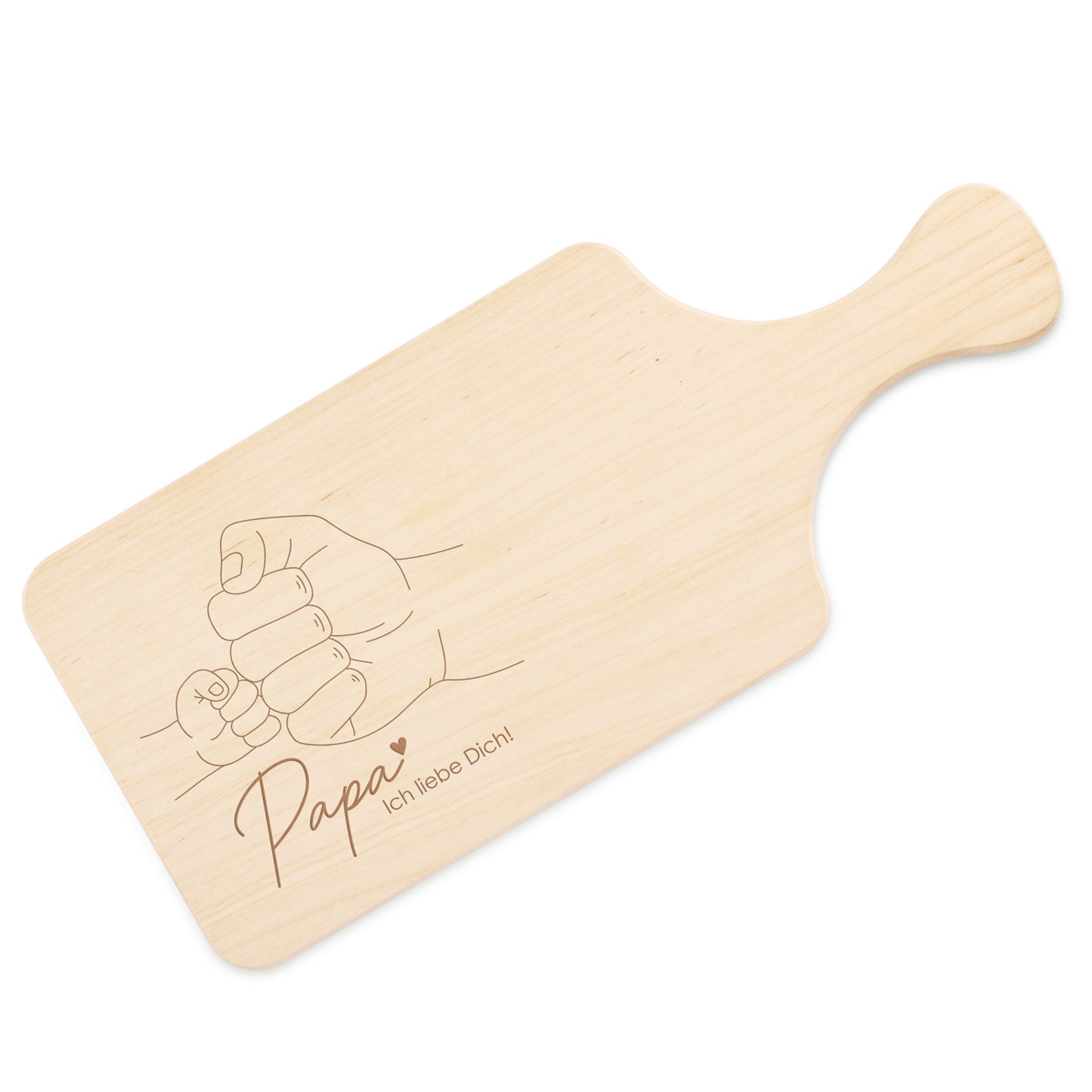 Herz & Heim Frühstücksbrett für Väter mit Gravur - Schneidebrett für Papas zum Vatertag, Ahornholz, mit Griff
