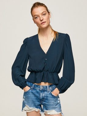 Pepe Jeans Langarmbluse EDITA (1-tlg) Drapiert/gerafft, Schößchen