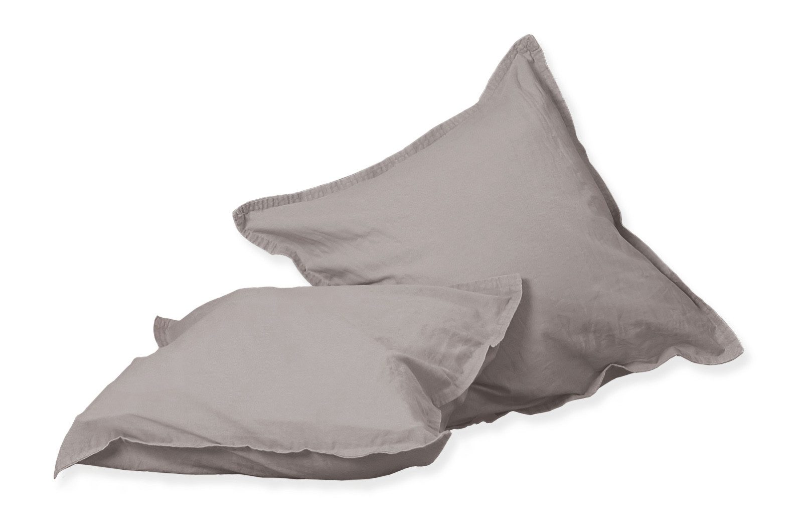 H.G. Hahn Haustextilien Kissenbezüge 2 Stück Hahn Renforce Kissenbezüge 40x40 cm stonewashed kitt steingrau, (2 Stück)