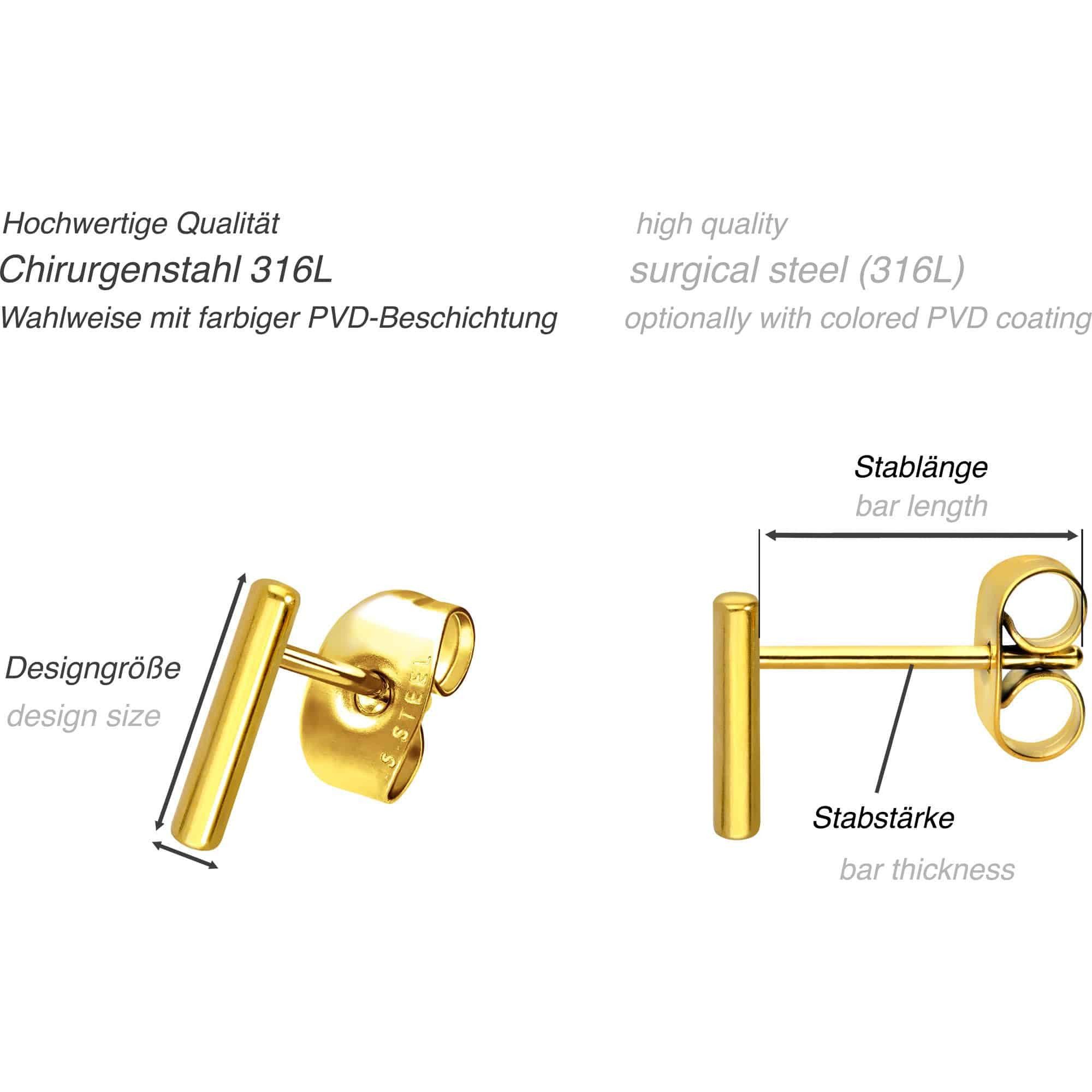FILANGO Paar Ohrstecker Chirurgenstahl Ohrstecker STAB (Ohrstecker, 1-tlg) – Bild 5 von 5