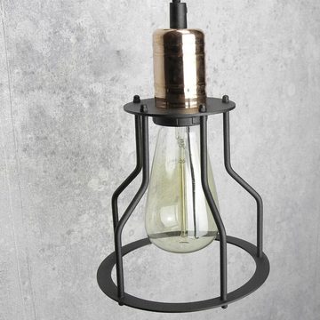 Licht-Erlebnisse Wandleuchte WORKSHOP, ohne Leuchtmittel, Wandlampe Schwarz Kupfer Edison Lampe Steam Punk Wohnzimmer Lampe