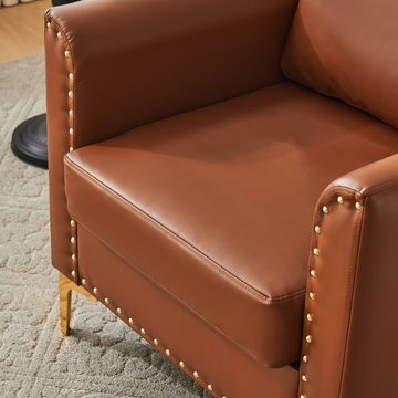 XDOVET Chesterfield-Sofa Moderner PU-Lederstuhl, Chesterfield-Sessel, Lounge-Sessel, Einzelsessel Lesesessel, Einzel-Sofasessel mit Kissen Nieten
