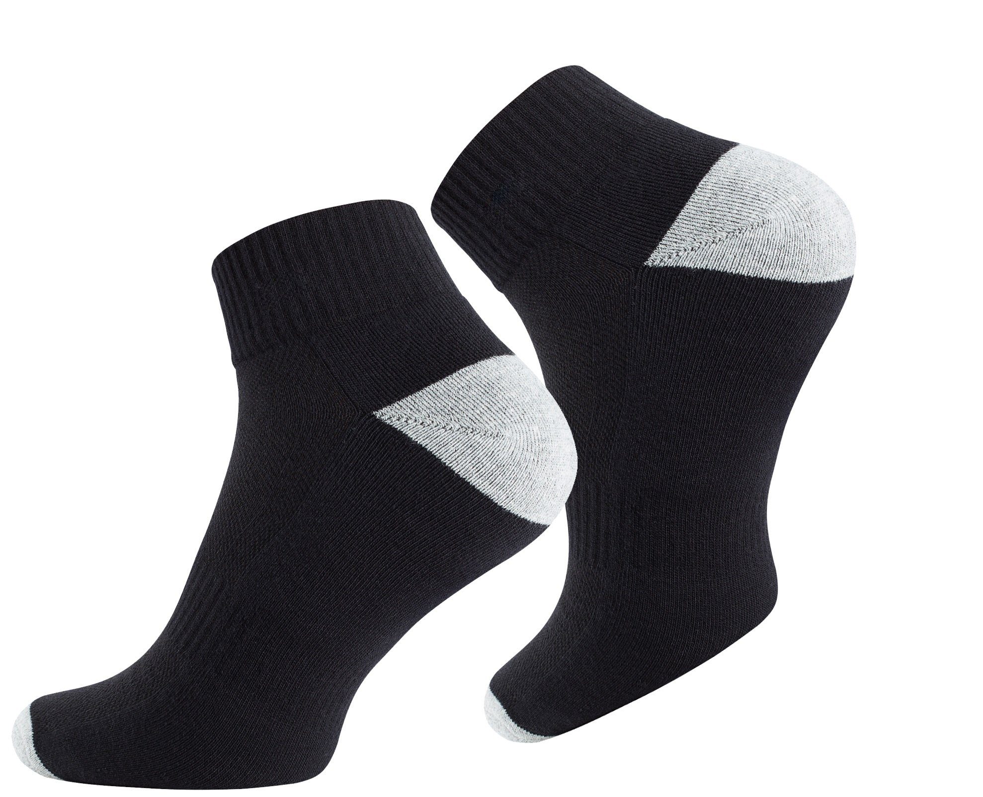 Stark Soul® Sportsocken Quarter Frotteesole Schwarz-Grau Paar Mesh-Strick 6 Socken-Sportsocken mit und