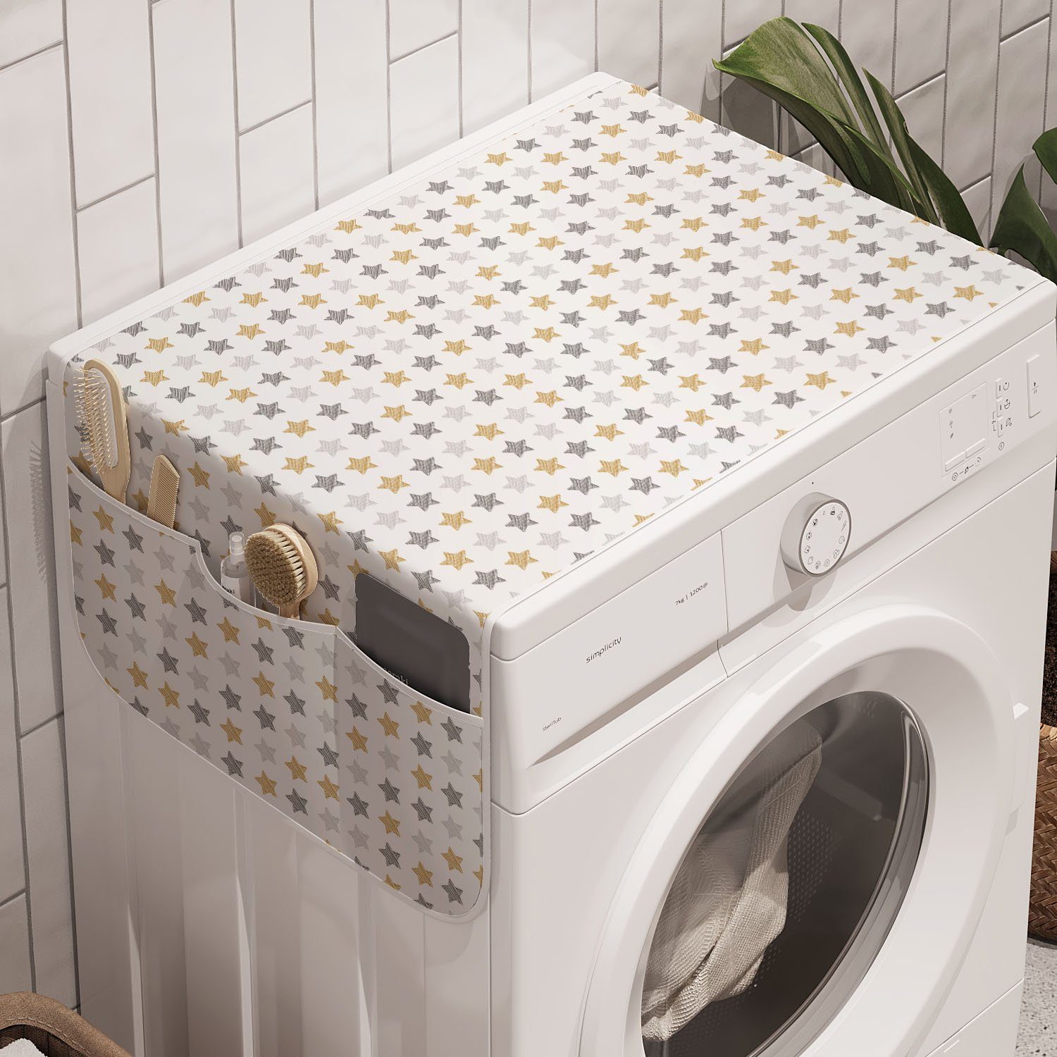 Abakuhaus Badorganizer Anti-Rutsch-Stoffabdeckung für Waschmaschine und Trockner, Sterne Sleep Well Themed Muster