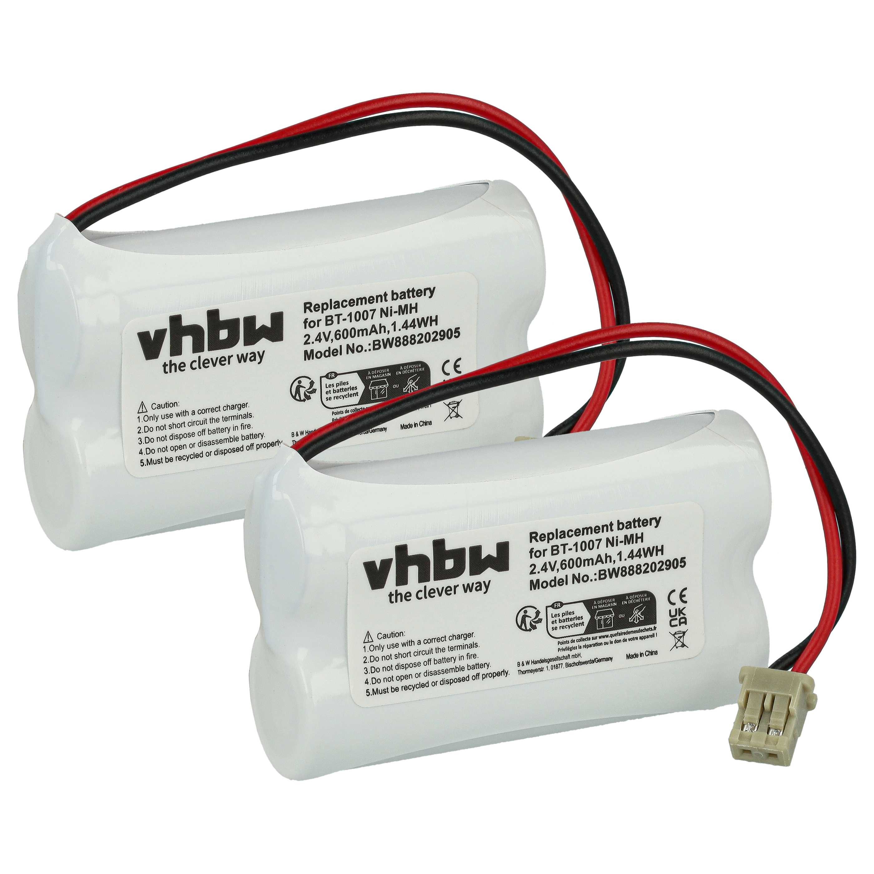 vhbw Akku Ersatz für Panasonic TYPE 17 für Festnetztelefon / Festnetz & Akku Akku NiMH 600 mAh (2,4 V, 2 St), Leistungsfähige Austausch-Akkus für Telefon, Festnetz oder schnurloses