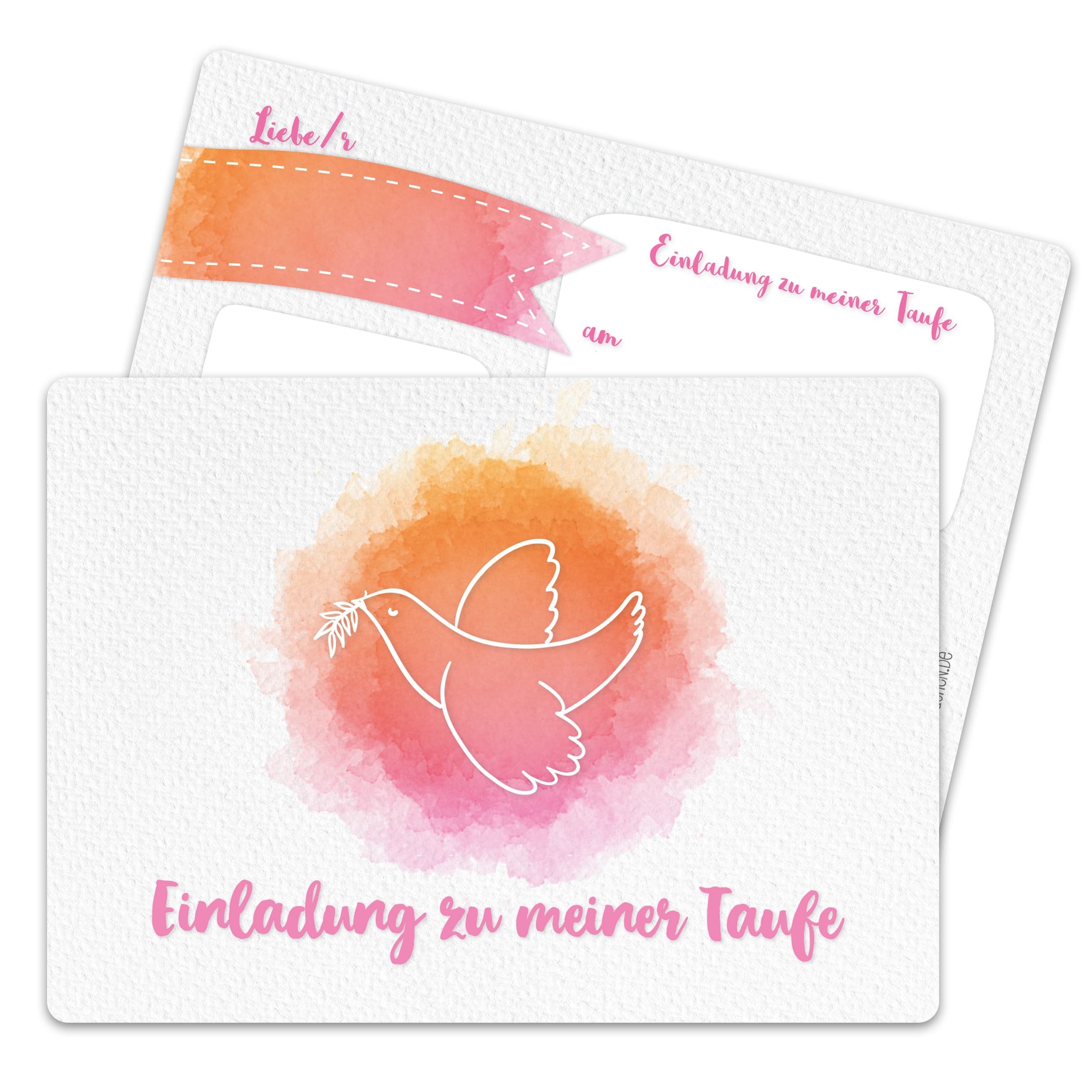 PAPIERDRACHEN Einladungskarten 12 Einladungskarten zur Taufe - Einladung zur Heiligen Taufe, für Mädchen und Jungen