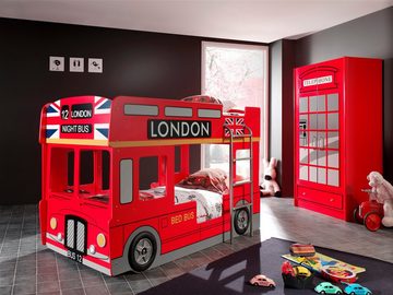 Vipack Kleiderschrank London, Kinderkleiderschrank Schrank im Look einer Londoner Telefonzelle mit Schublade