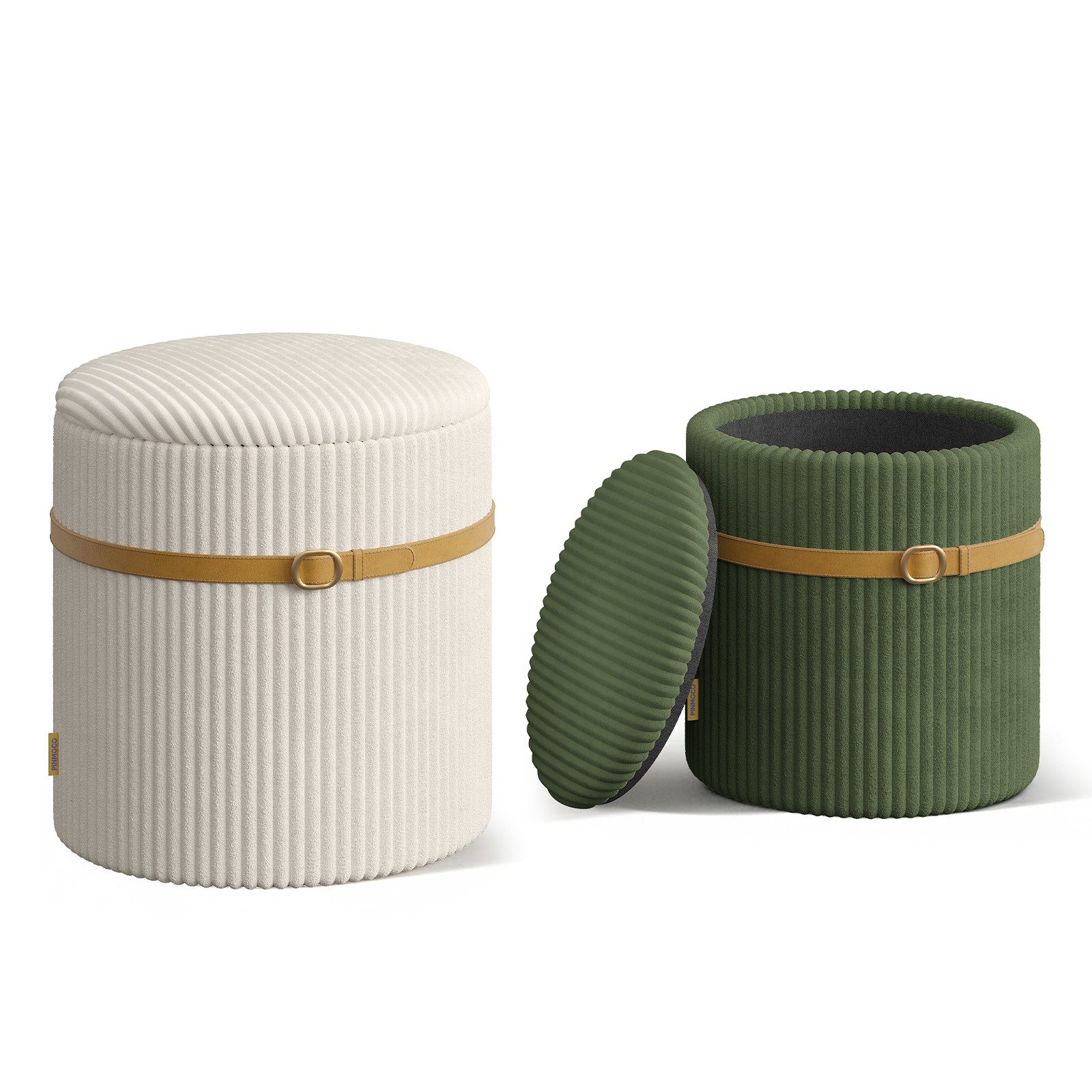 Pinmoco Sitzsack Rundes Hocker-Set (2-teilig) mit Stauraum, Sitzhocker sessel