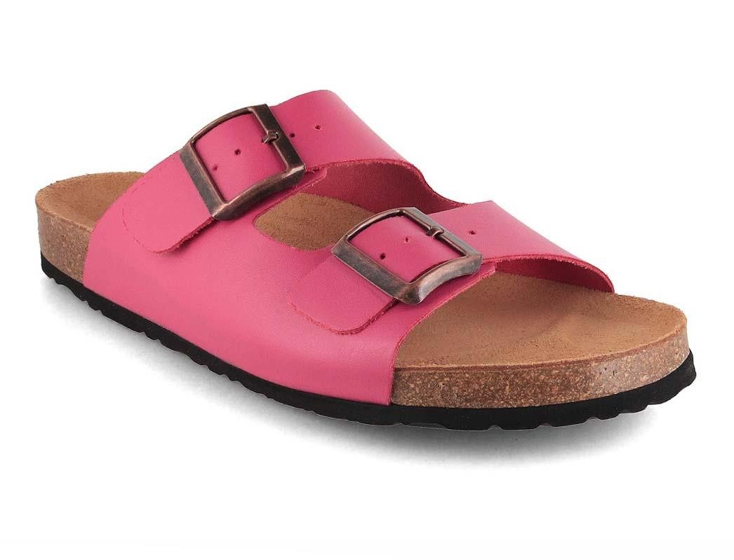 Leder-Sandalen 'Norderney' mit Korkfußbett Zweischnaller Pantolette Hausschuh