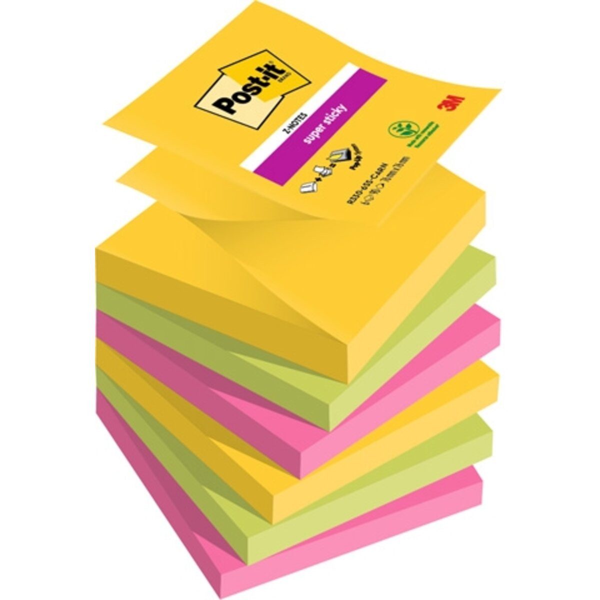 Post-it Notes Haftnotizblock Haftnotiz Super Sticky Z-Notes Carnival Collection 76x76mm 90 Blatt VE