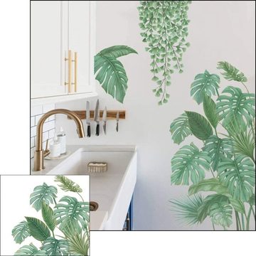Gontence Wandtattoo tropische verlässt (3D-Wandtattoo), Grüne Wandsticker Palme Blätter