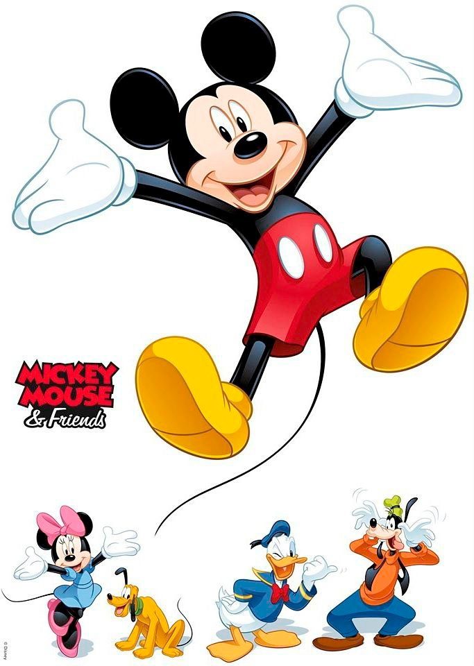Komar Wandtattoo Mickey and Friends (5 St), 50x70 cm (Breite x Höhe), selbstklebendes Wandtattoo