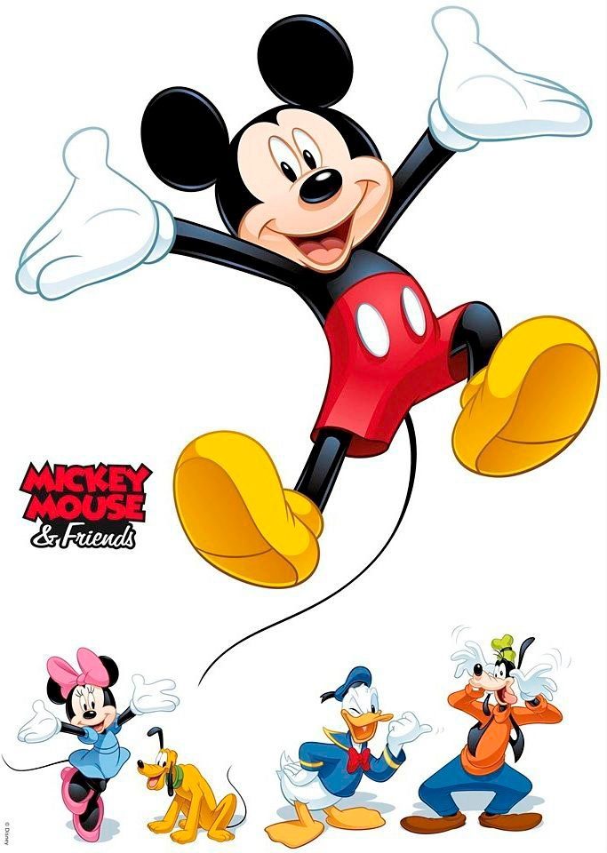 Komar Wandtattoo Mickey and Friends - Größe 50 x 70 cm (5 St), selbstklebend, Wandsticker, Kinderzimmer