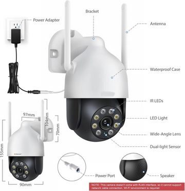 YI Überwachungskamera Aussen WLAN IP Kamera Outdoor PTZ Dome WiFi IP Überwachungskamera
